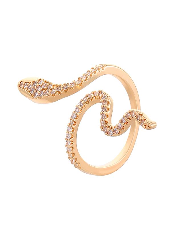 Rhinestone Snake Shape Solid Color Rings Accessories Product Image