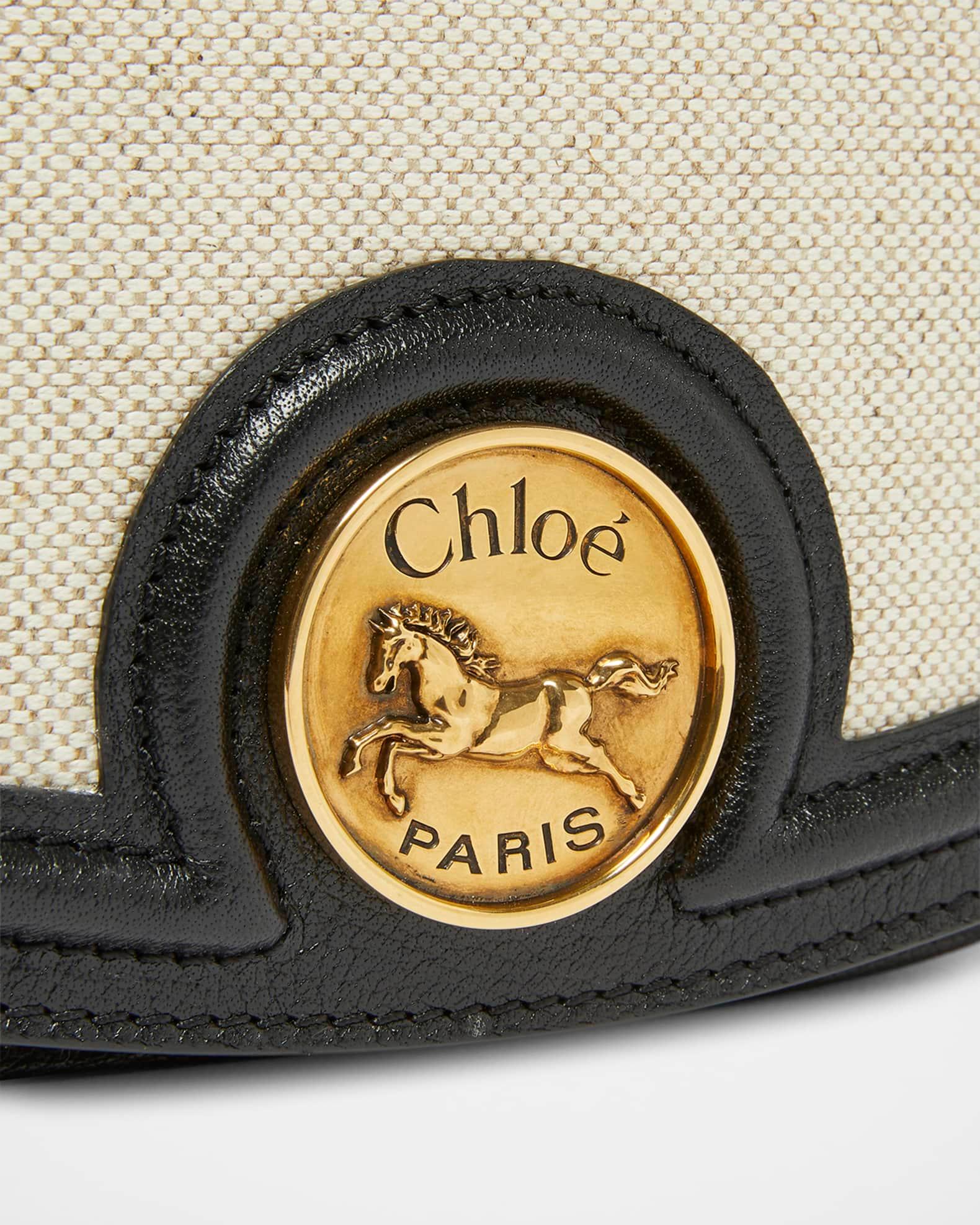 Horse Medal Small Saddle Crossbody Bag in Canvas Leather  Product Image
