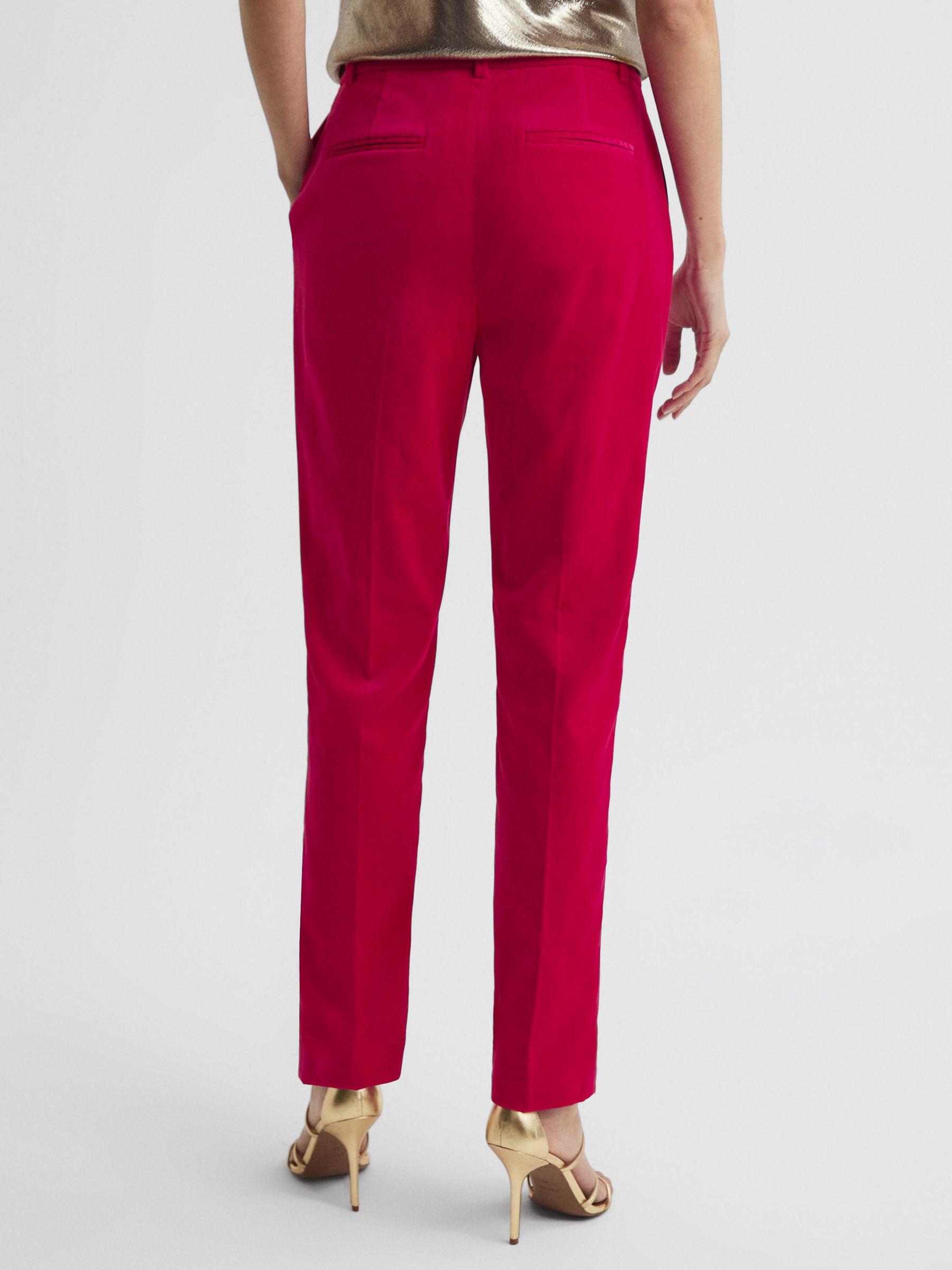 Velvet Tapered Suit Trousers in Pink Product Image