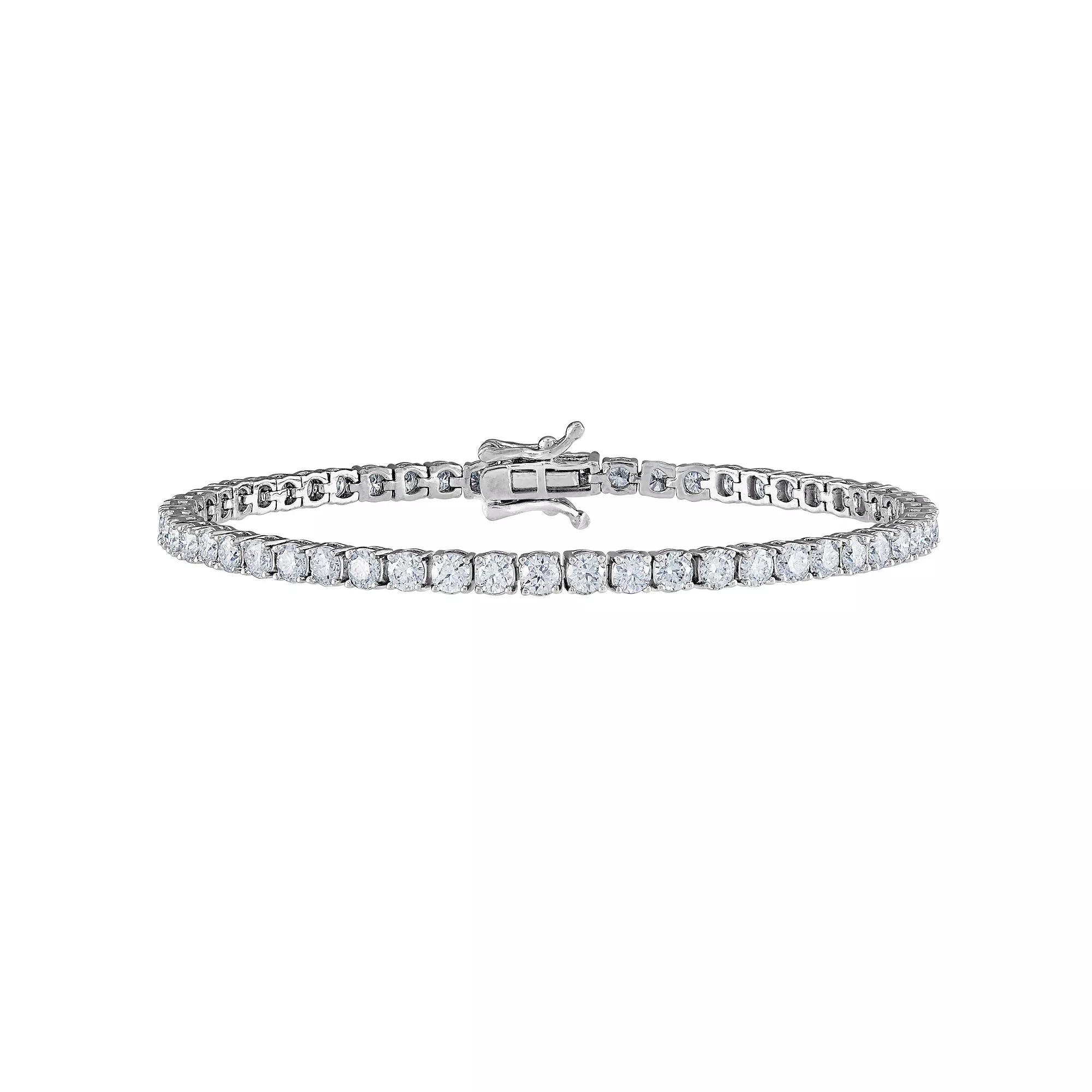 White Lotus Sterling Silver 9 Carat T.W. Lab-Created Moissanite Tennis Bracelet, Women's Product Image