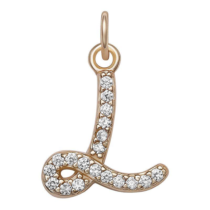 LC Lauren Conrad Sterling Silver Cubic Zirconia Initial Charm, Womens, Gold Tone O Product Image