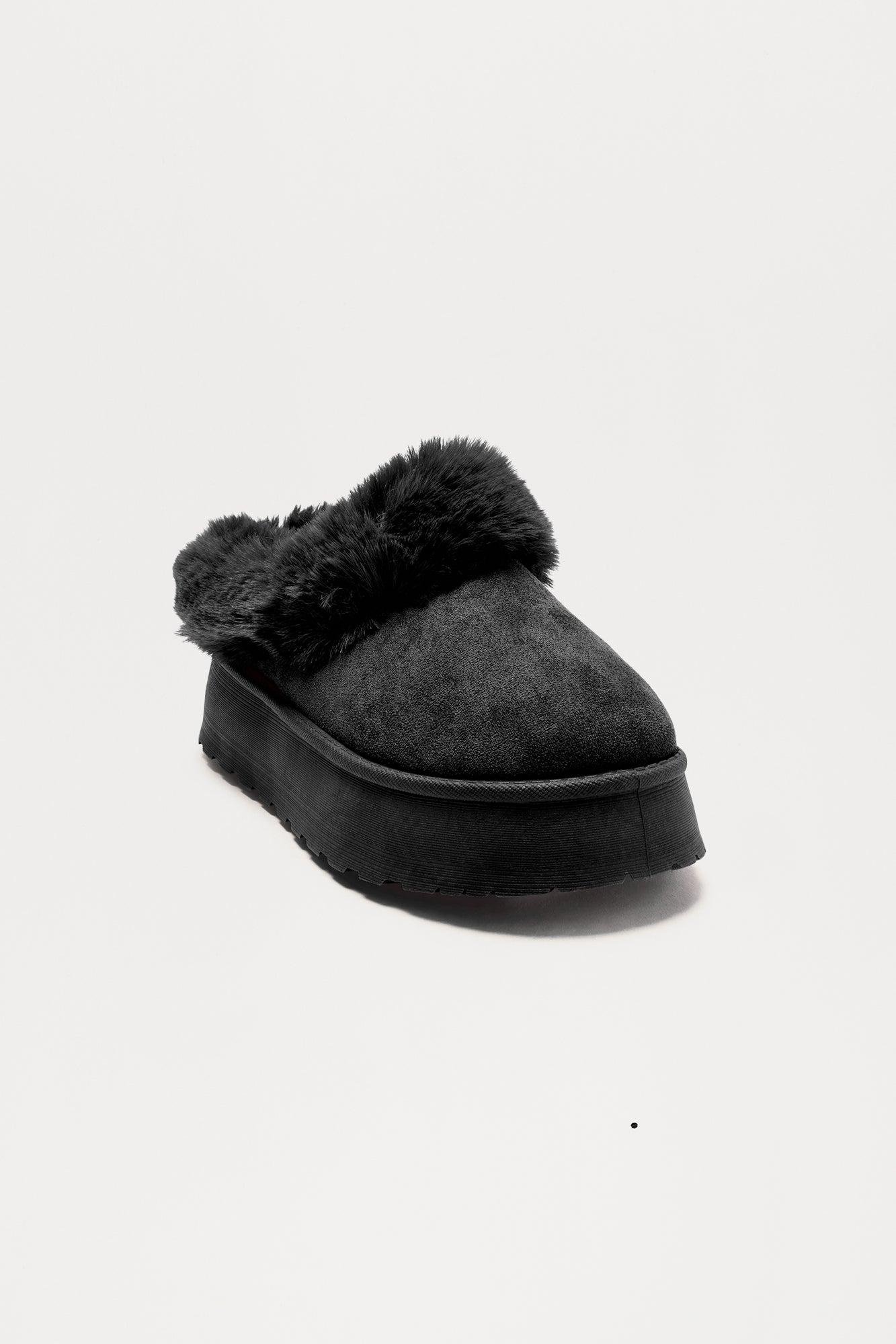 Blizzard Fur Trim Booties - Black Female Product Image
