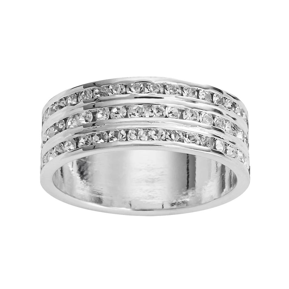 Traditions Jewelry Company Silver Plate Crystal Multirow Ring, Women's, Size: 8, White Product Image