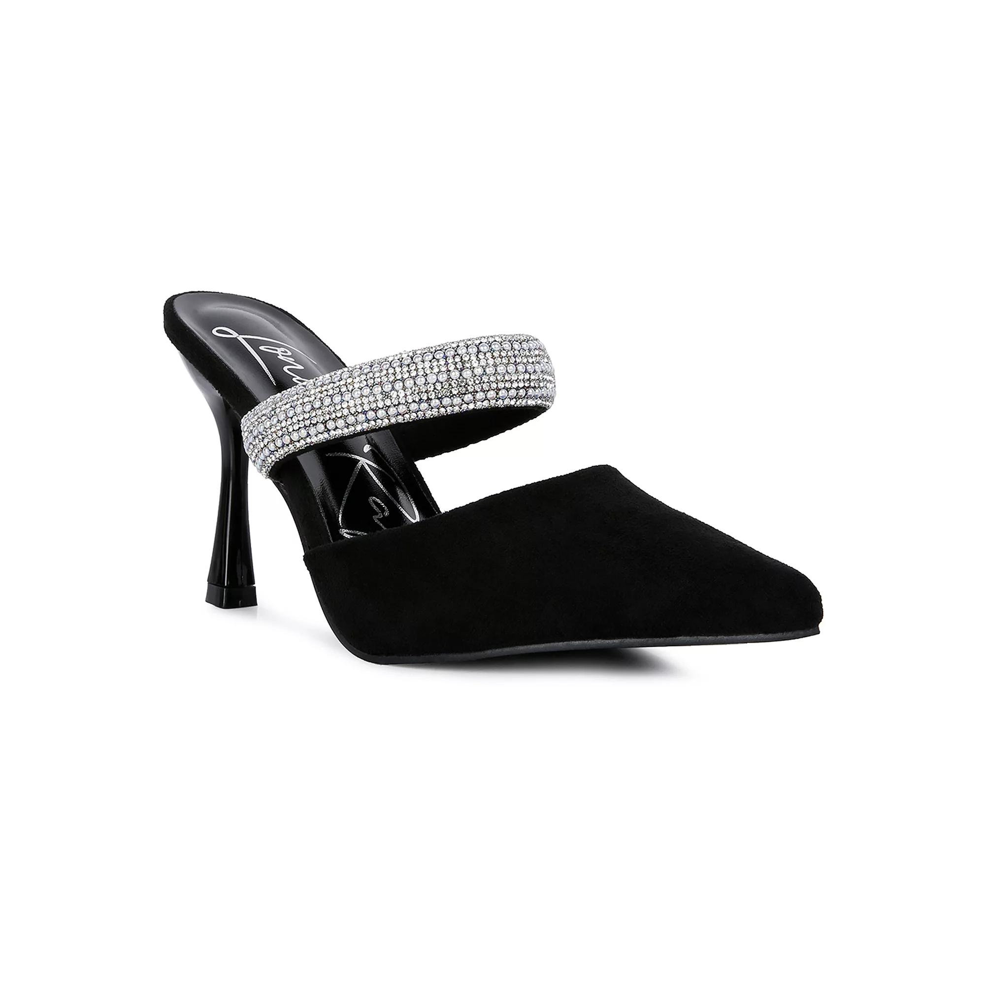 London Rag Fauci Womens Embellished-Strap Heeled Mules Product Image