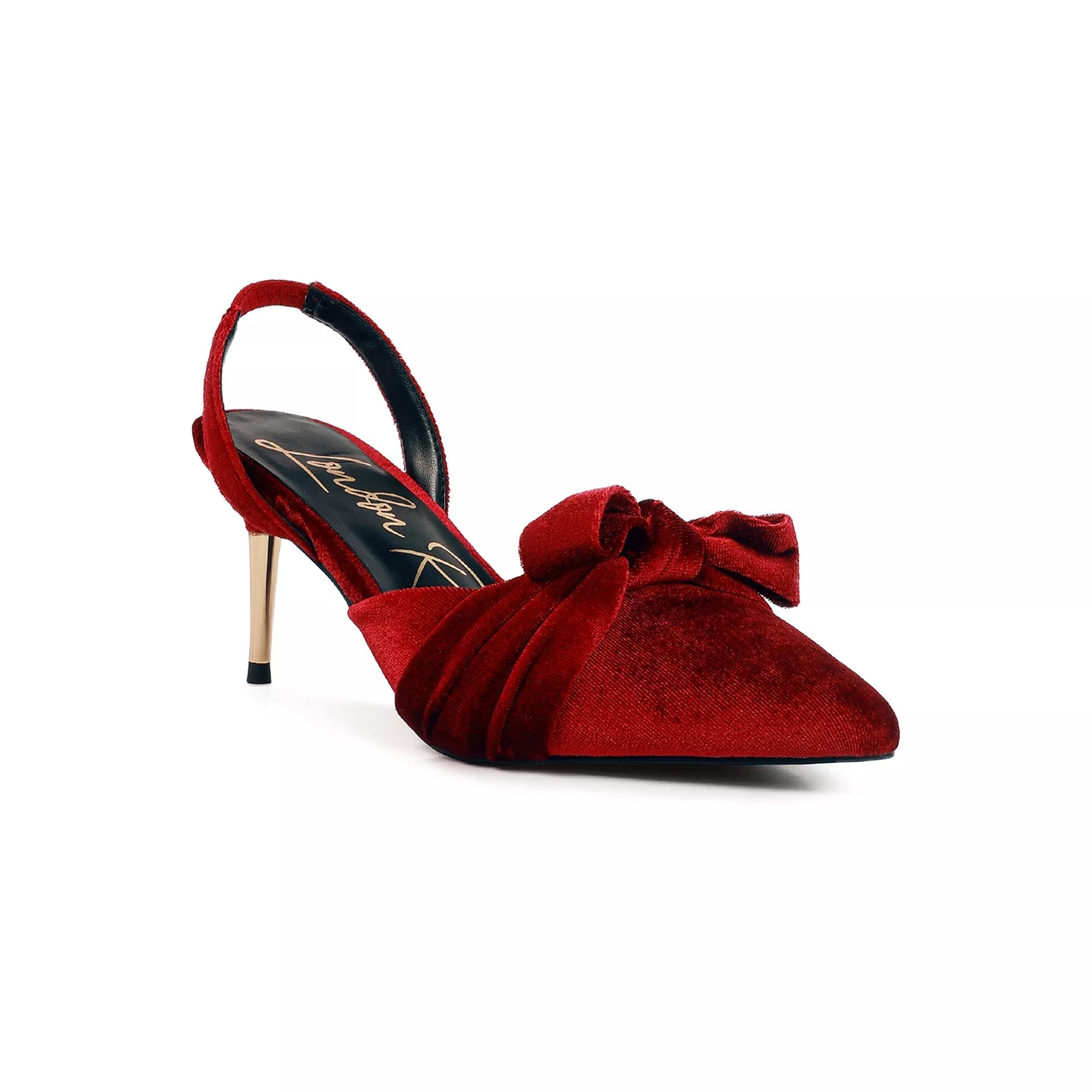 London Rag Mayfair Women's Velvet High Heeled Mule Sandals, Size: 5, Red Product Image