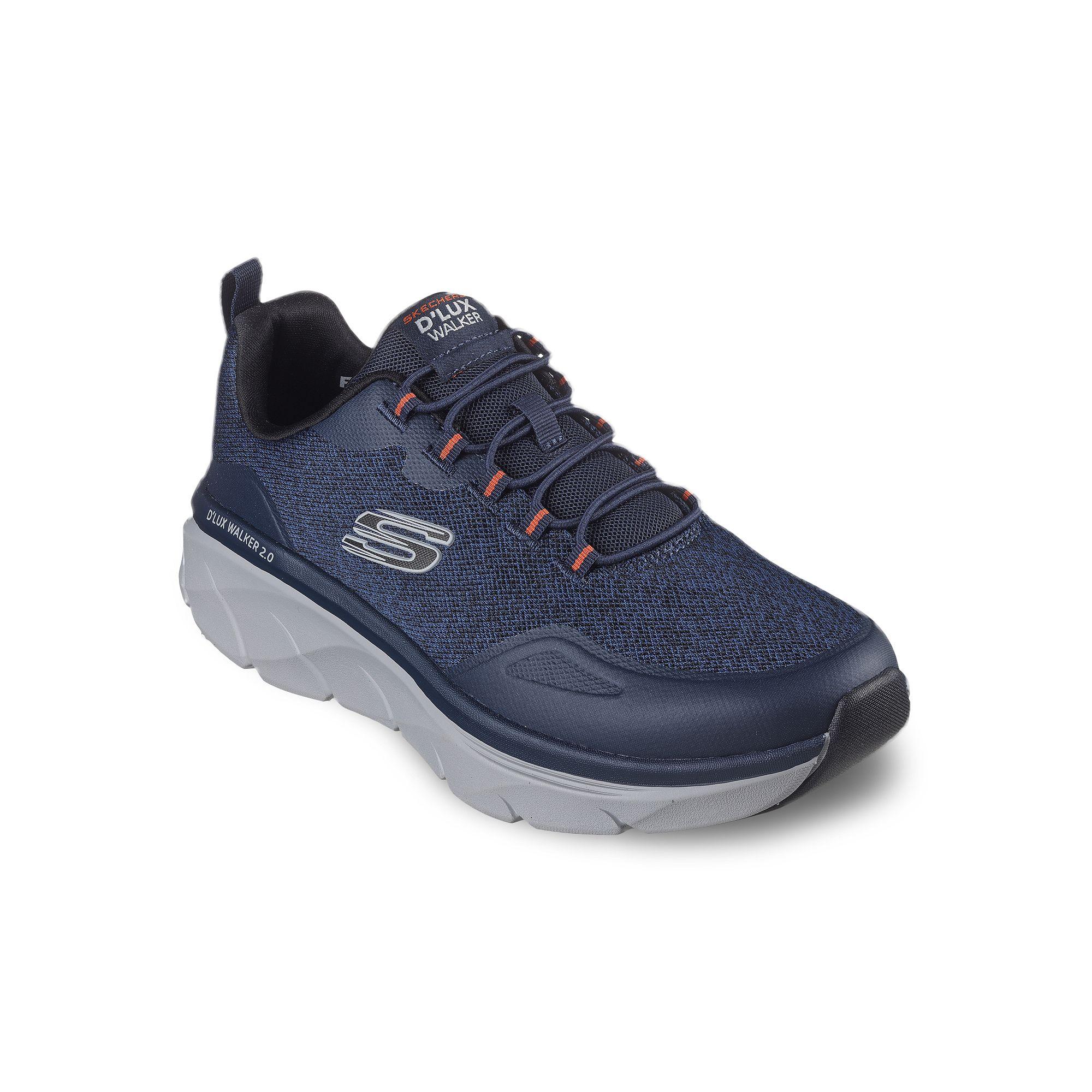 Skechers Relaxed Fit® D'Lux Walker 2.0 Steadyway Men's Shoes, Size: 7 Wide, Navy Orange Product Image