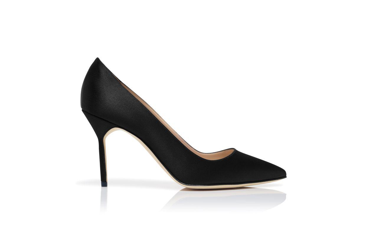 BB Black Satin Pointed Toe Pumps Product Image