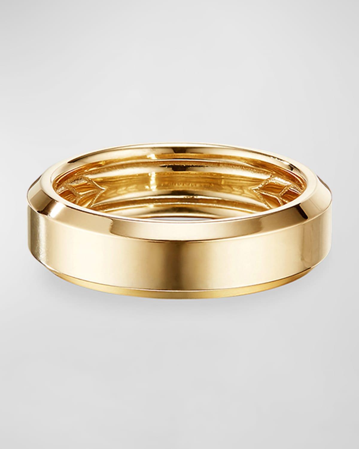 Mens Beveled Band Ring in 18K Yellow Gold, 6mm Product Image