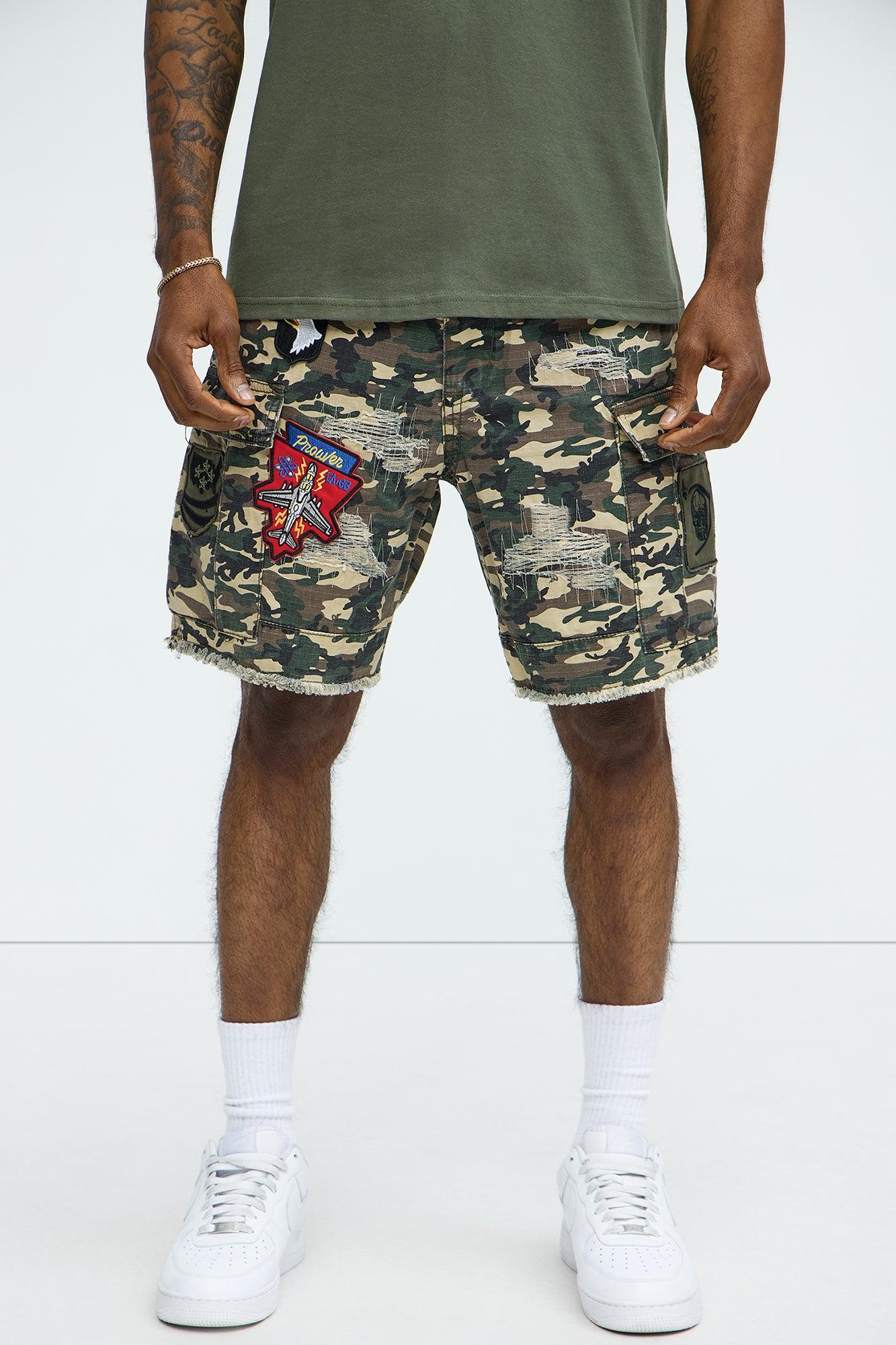Patch Me Camo Shorts - Brown/combo Product Image