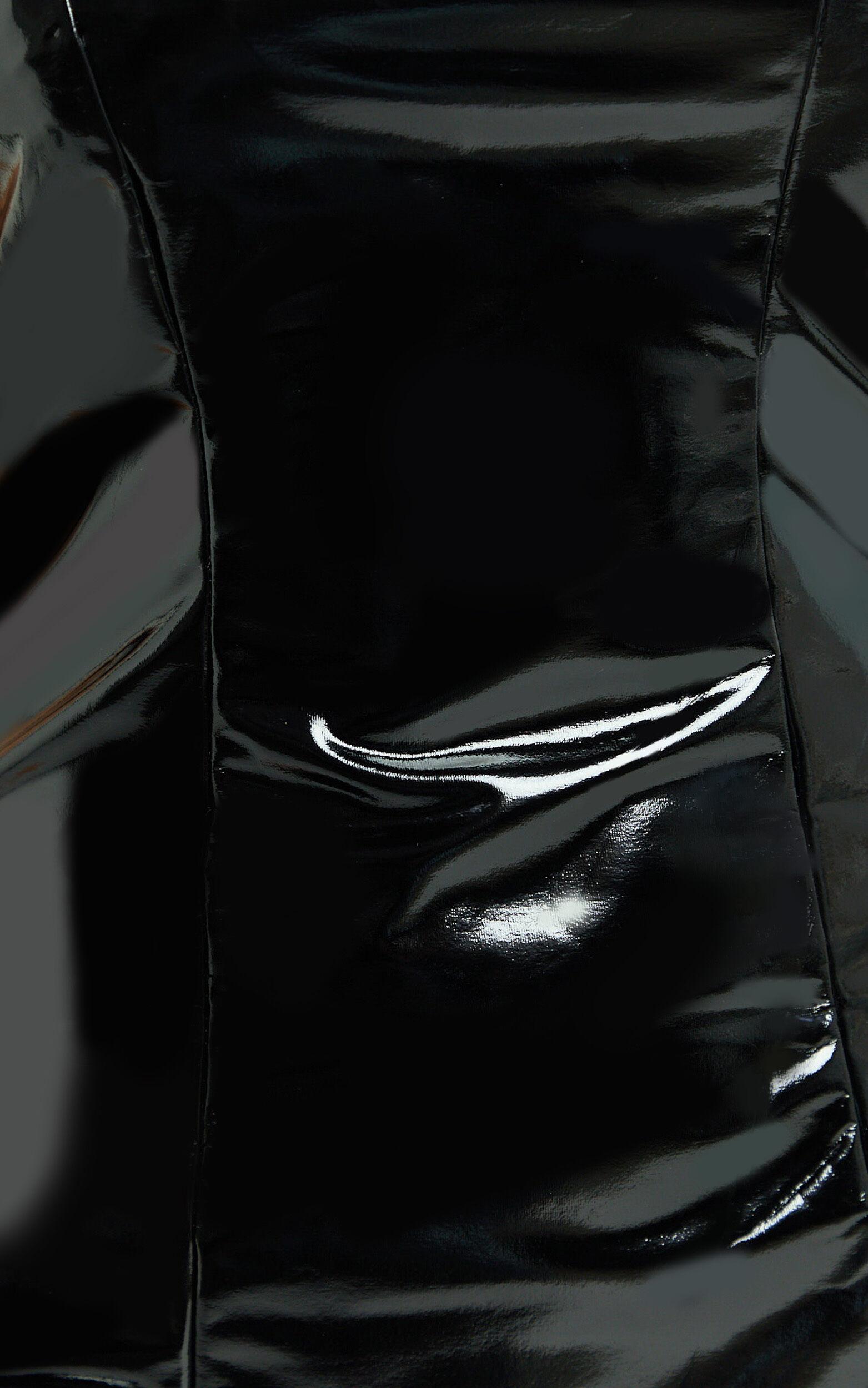 Roshina Mini Dress - PU Strapless Bodycon Dress in Black Product Image