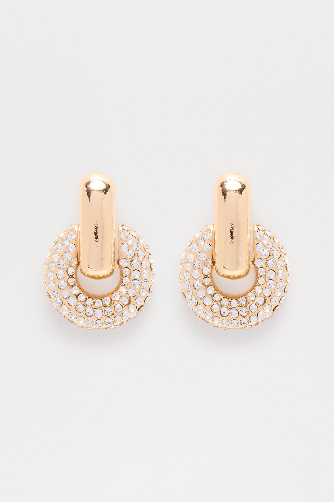 Still Daydreaming Rhinestone Drop Earrings - Gold Female Product Image