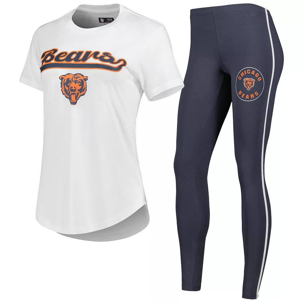 Women's Concepts Sport White/Charcoal Chicago Bears Sonata T-Shirt & Leggings Sleep Set,  Product Image