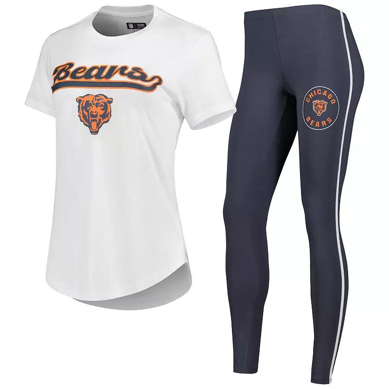 Women's Concepts Sport White/Charcoal Chicago Bears Sonata T-Shirt & Leggings Sleep Set,  Product Image