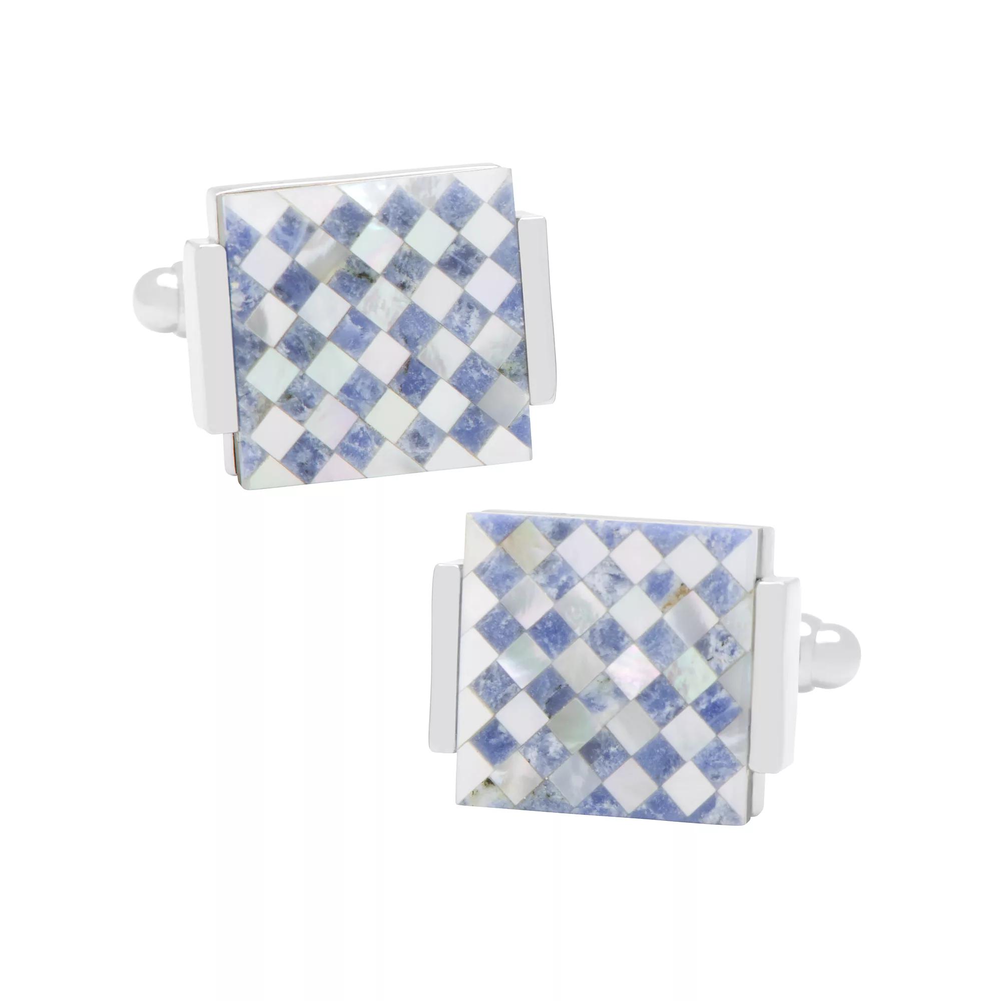Men's Cuff Links, Inc. Lapis and Mother-of-Pearl Checkered Cuff Link, Blue Product Image