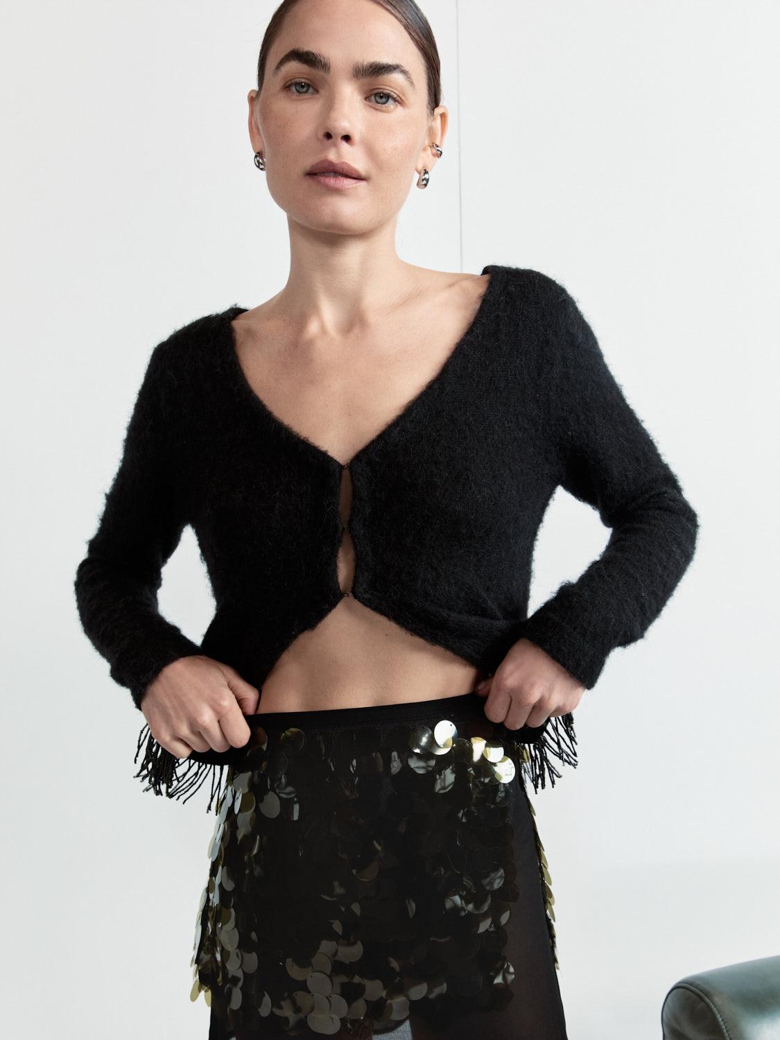 Anok Sequin Mini Skirt Olive Product Image