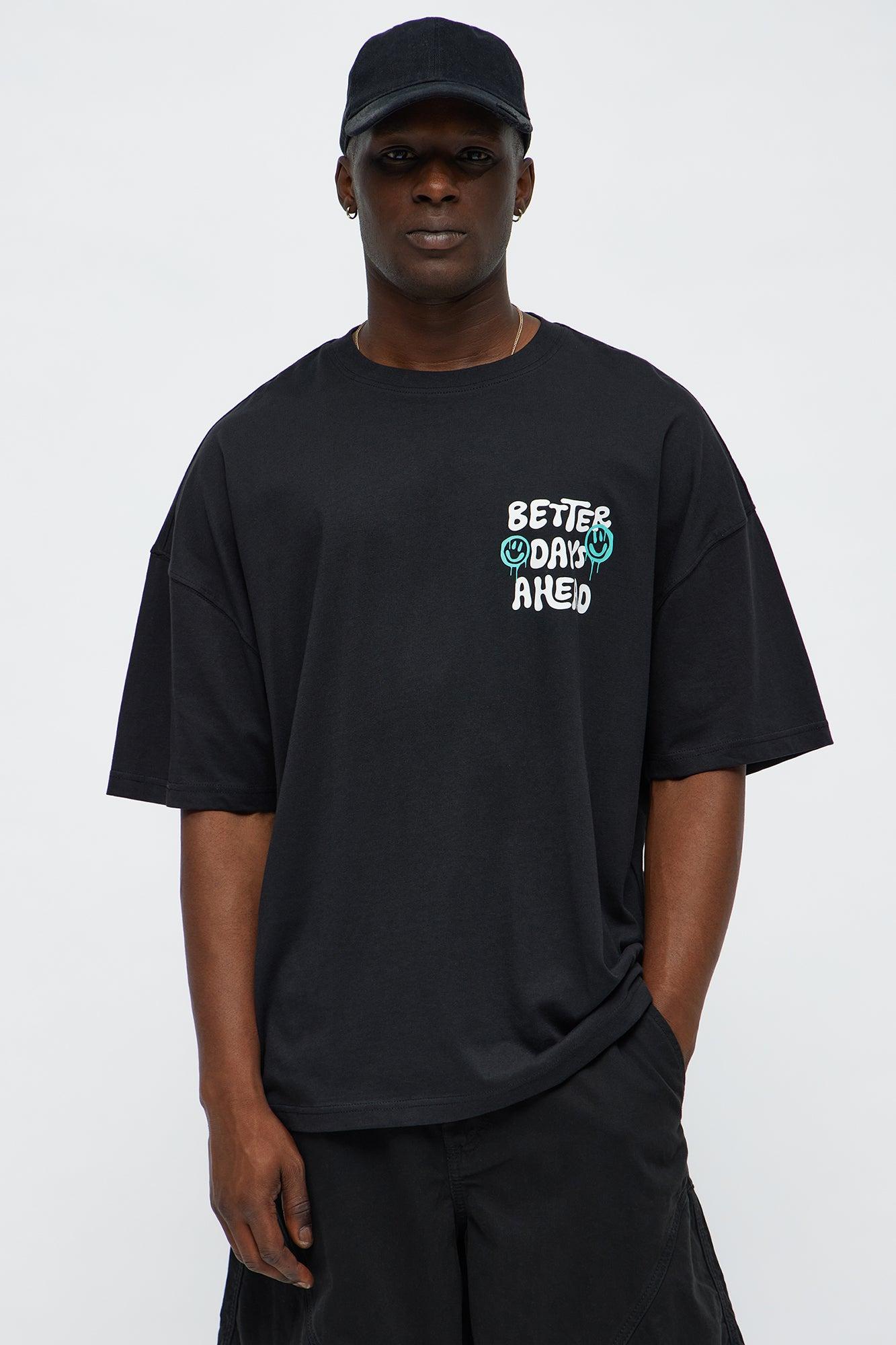 Better Days Are Ahead Oversized Short Sleeve Tee - Black Product Image