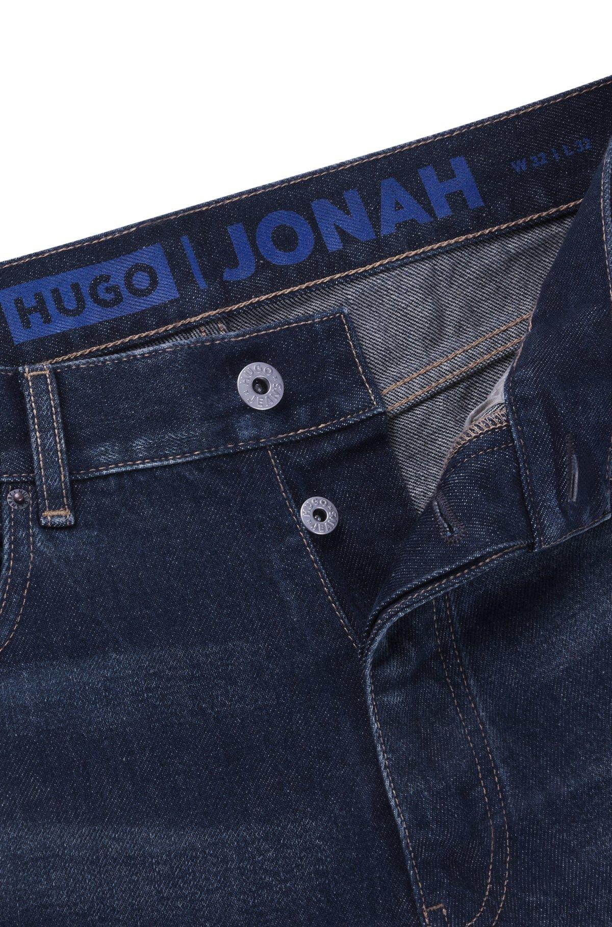 Regular-fit jeans in dark-blue stonewashed denim Product Image
