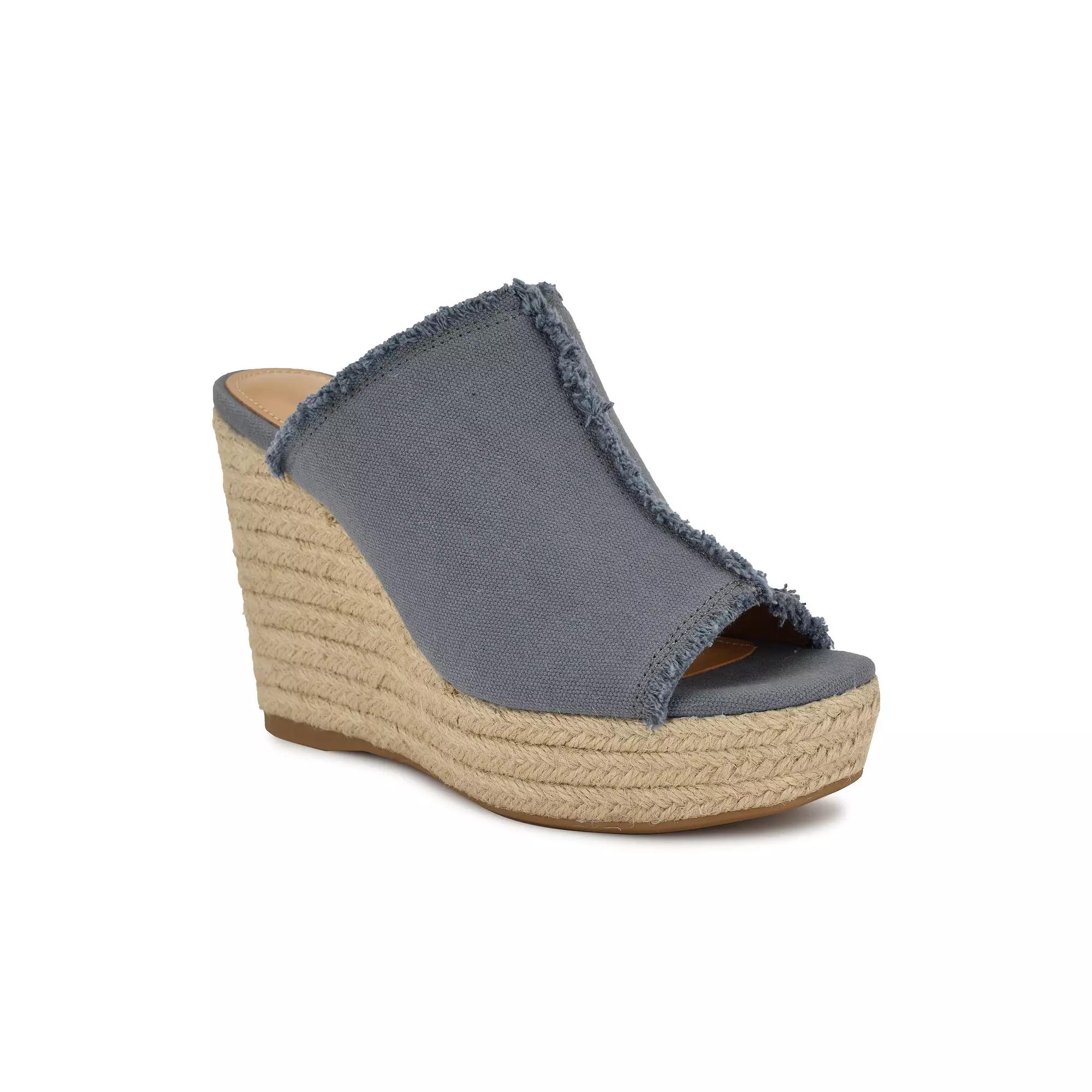 Nine West Baja Women's Wedge Slip-On Open Toe Sandals, Size: 8.5, Light Blue Product Image
