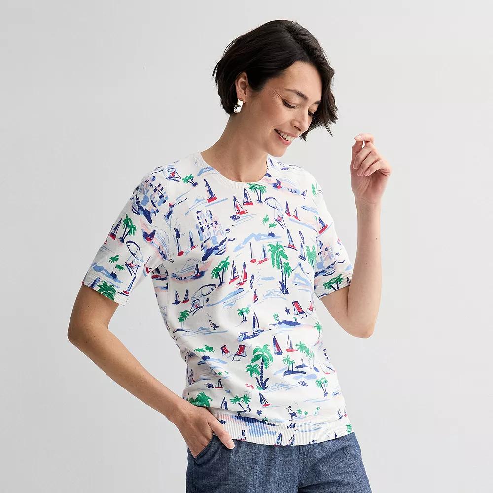 Women's Croft & Barrow® Printed Elbow Sleeve Pullover Top,  Product Image