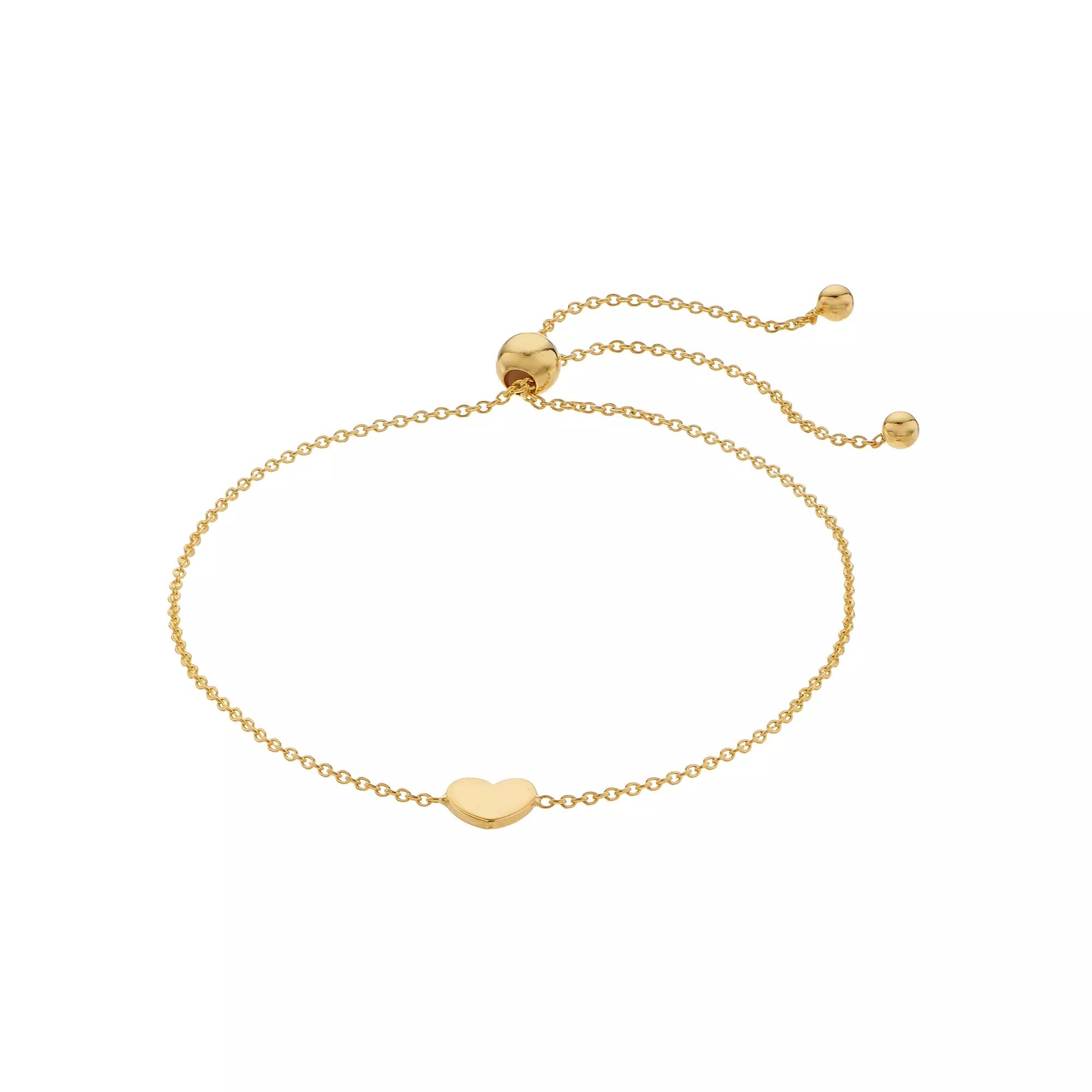 14k Gold Heart Lariat Bracelet, Women's, Size: 9.5" Product Image