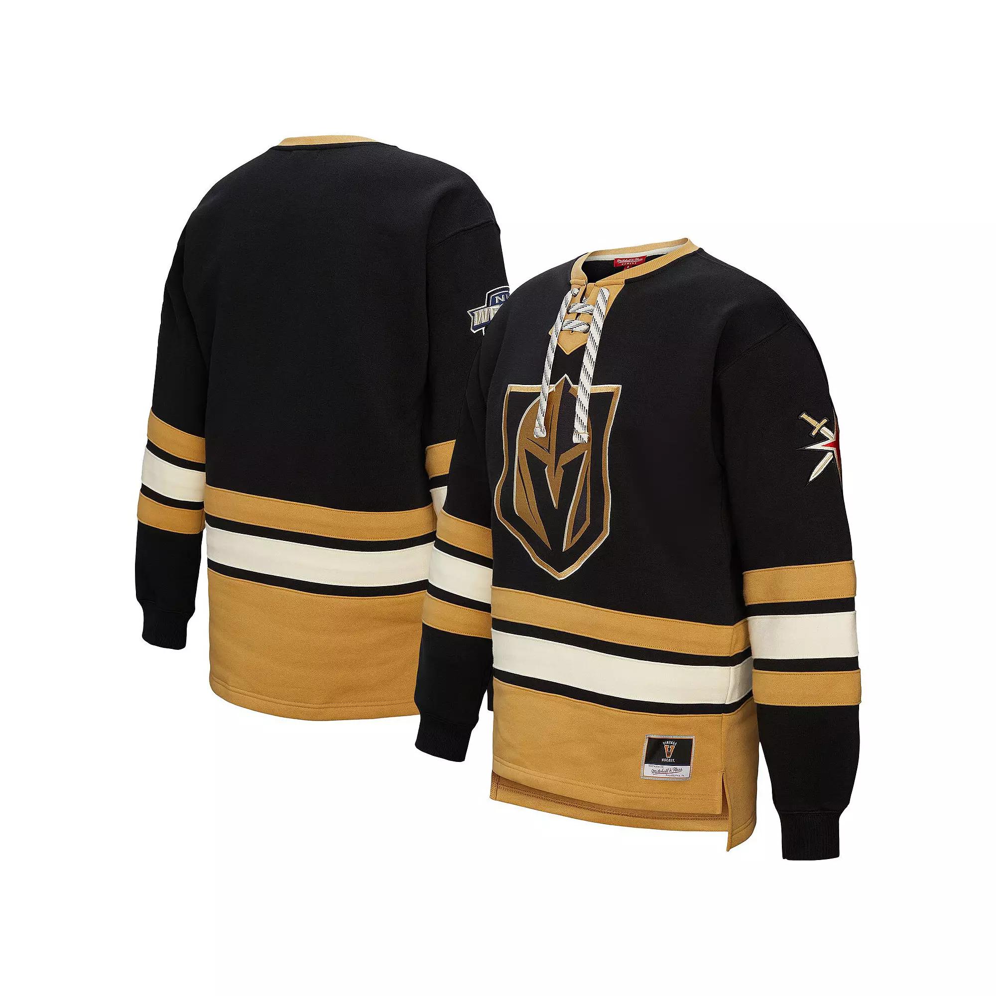 Women's Mitchell & Ness Black Vegas Golden Knights Heritage Lace-Up Pullover Sweatshirt, Size: XL, Lvk Black Product Image