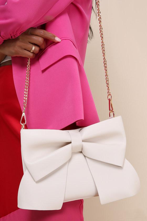 Compellingly Chic Ivory Bow Crossbody Bag Product Image