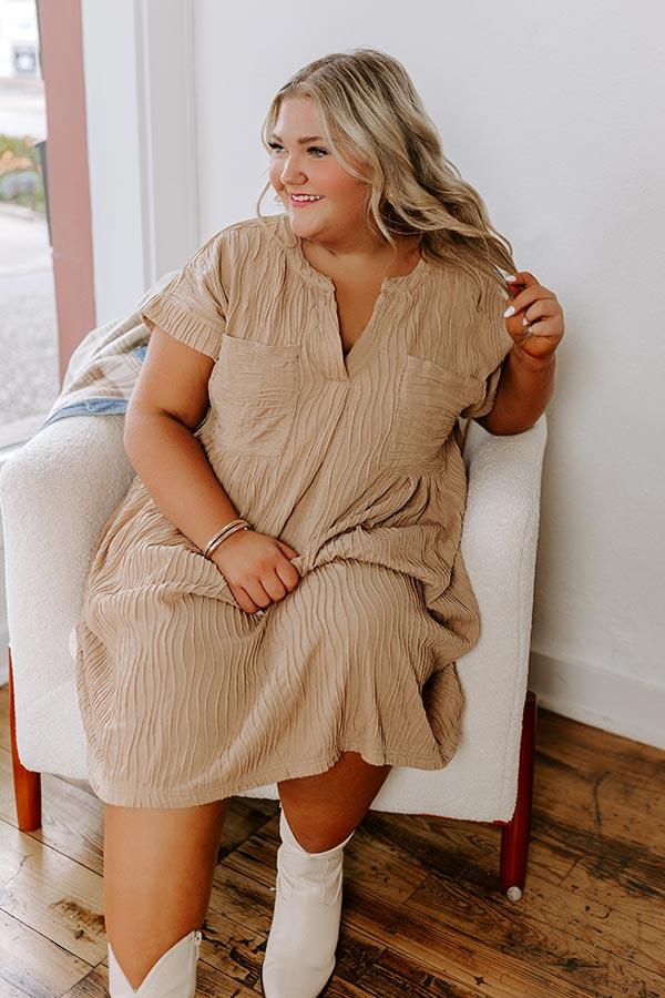 Long Weekend Wonderful Shift Dress In Warm Taupe Curves Product Image