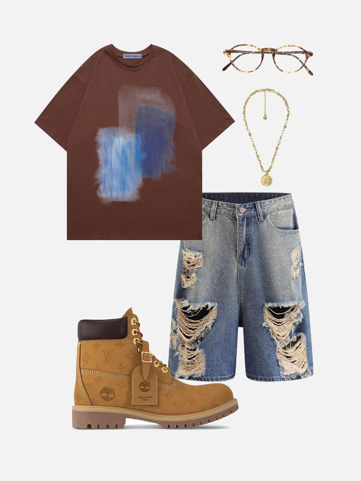 Aelfric Eden Multi Distressed Jorts Product Image