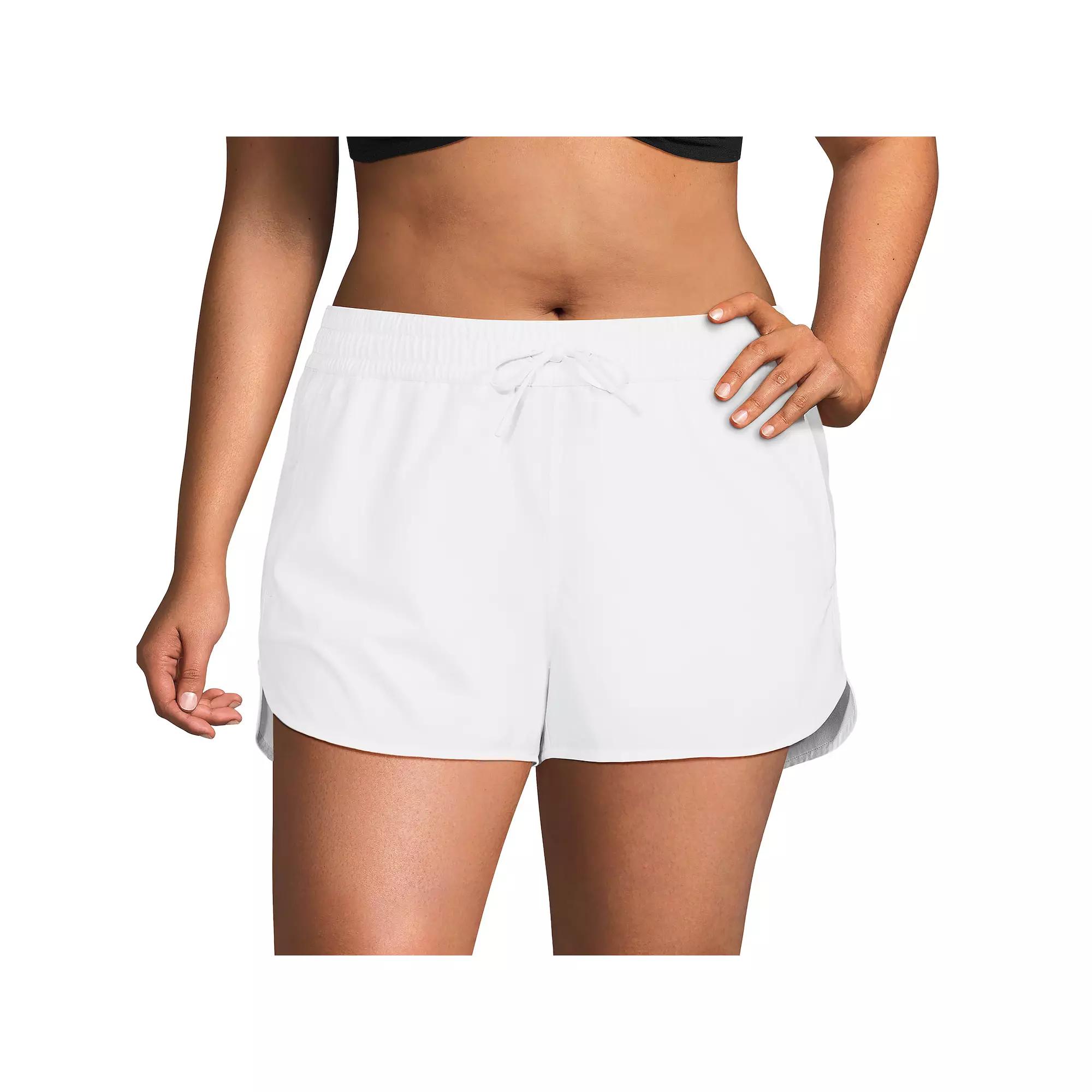 Plus Size Lands' End Woven Packable Swim Cover-up Shorts, Women's, Size: 20 W, White Product Image