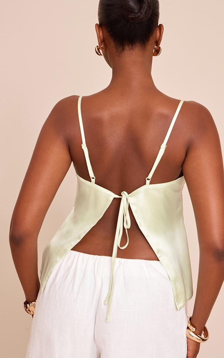 Lime Satin Open Tie Back Top Product Image