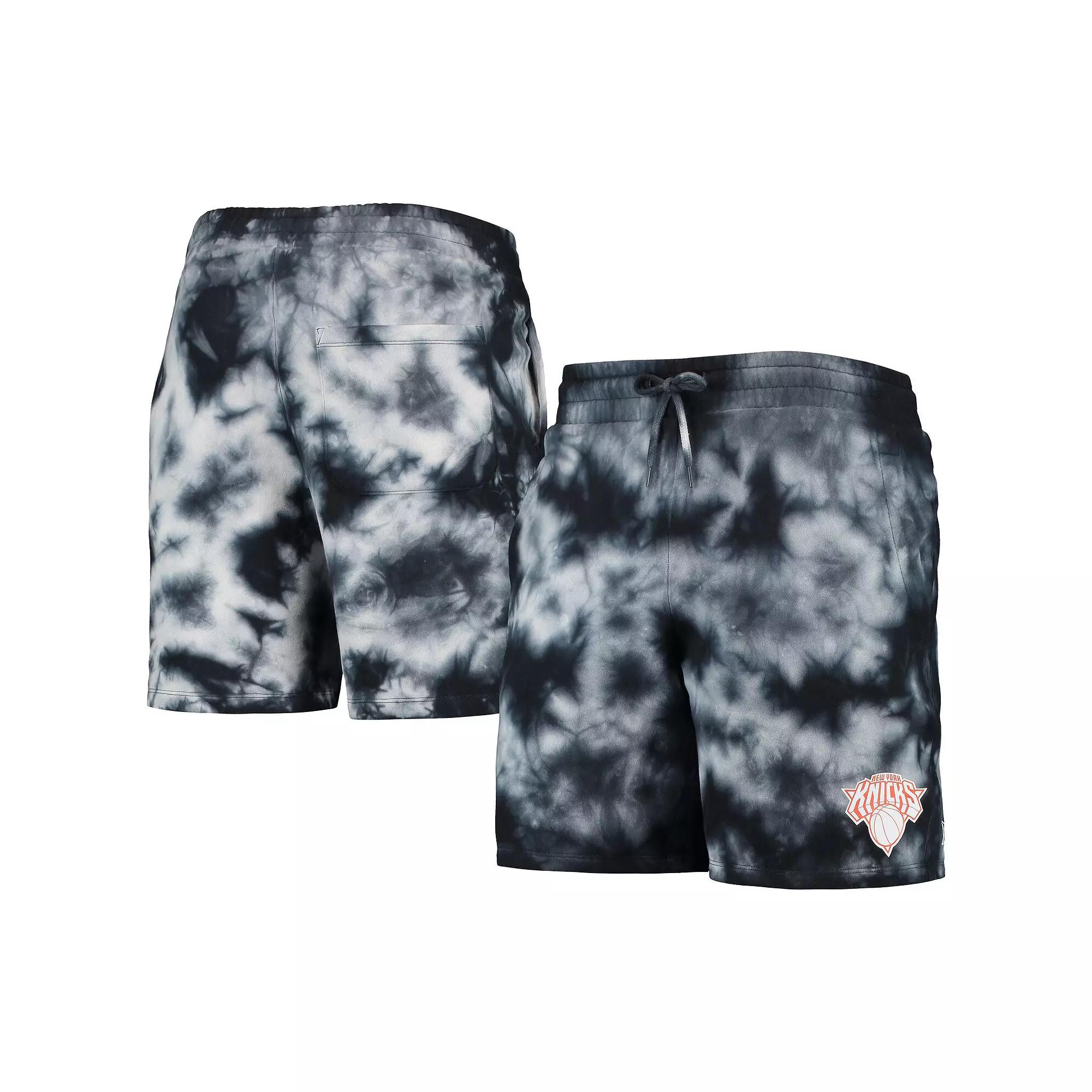 Men's New Era Black New York Knicks Fleece Tie-Dye Shorts, Size: 2XL Product Image