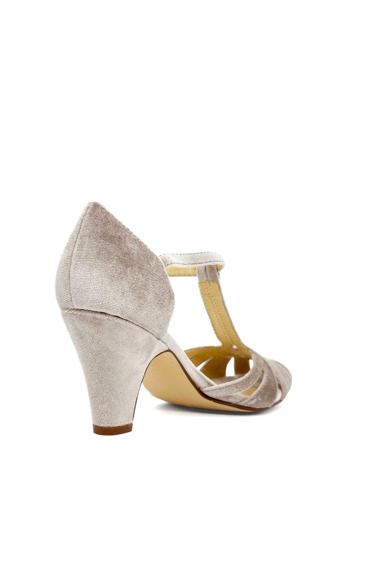Sergi Velvet T-Strap Heels Product Image