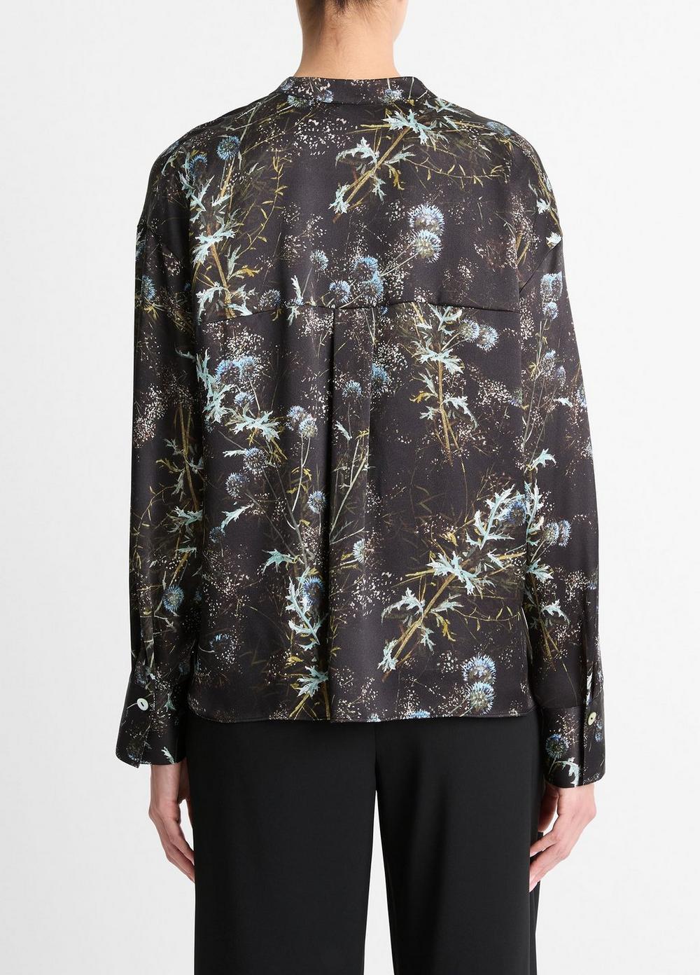 Thistle Silk Draped-Collar Blouse Product Image