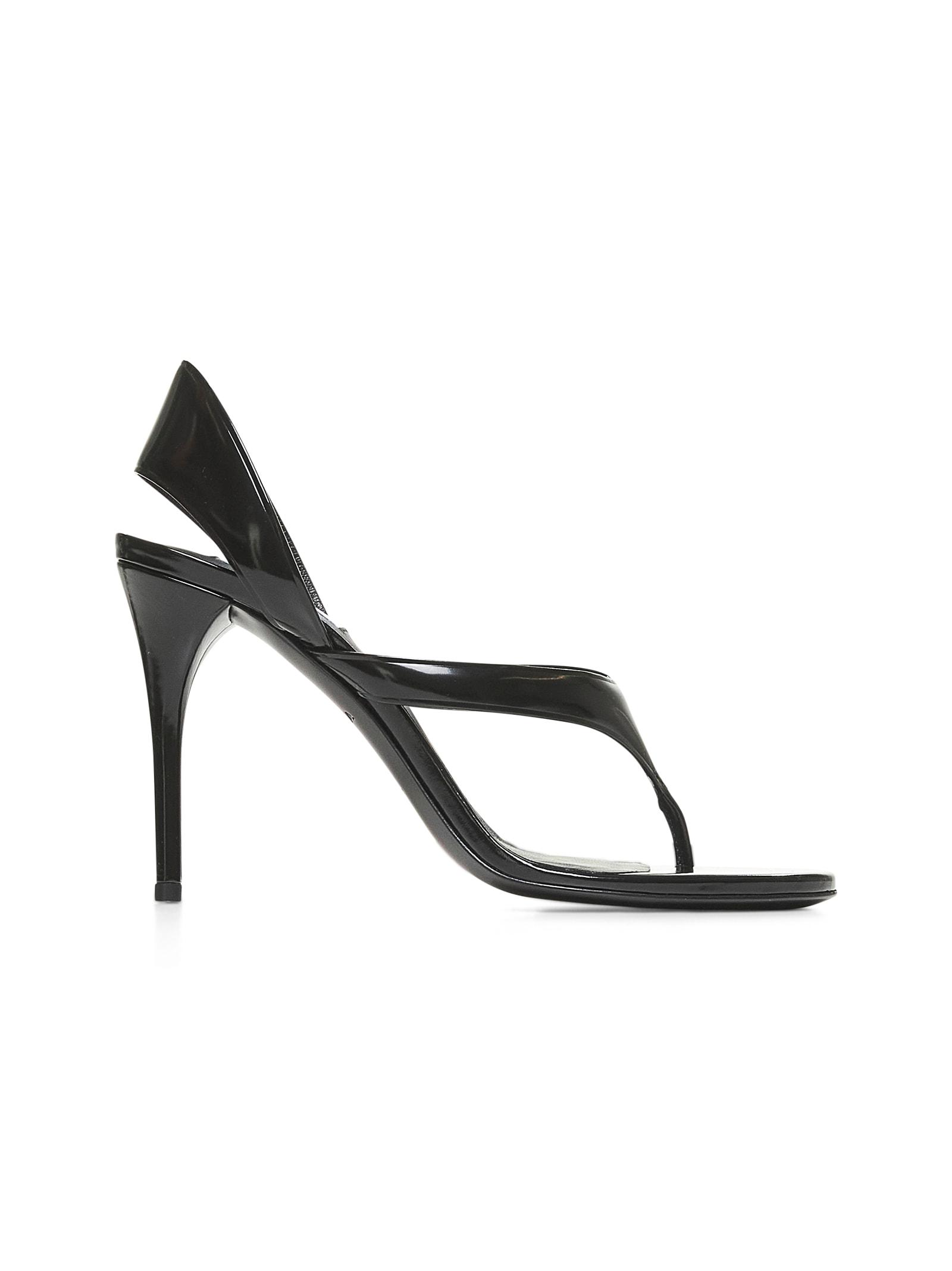 ALAÏA Leather Thong Slingback Sandals In Noir Product Image