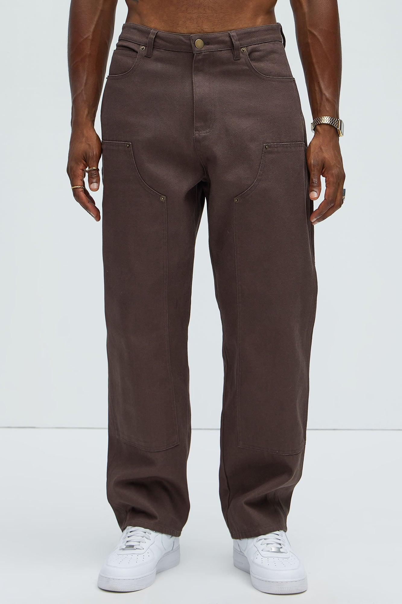Alexander Double Knee Straight Utility Canvas Pants - Brown Product Image
