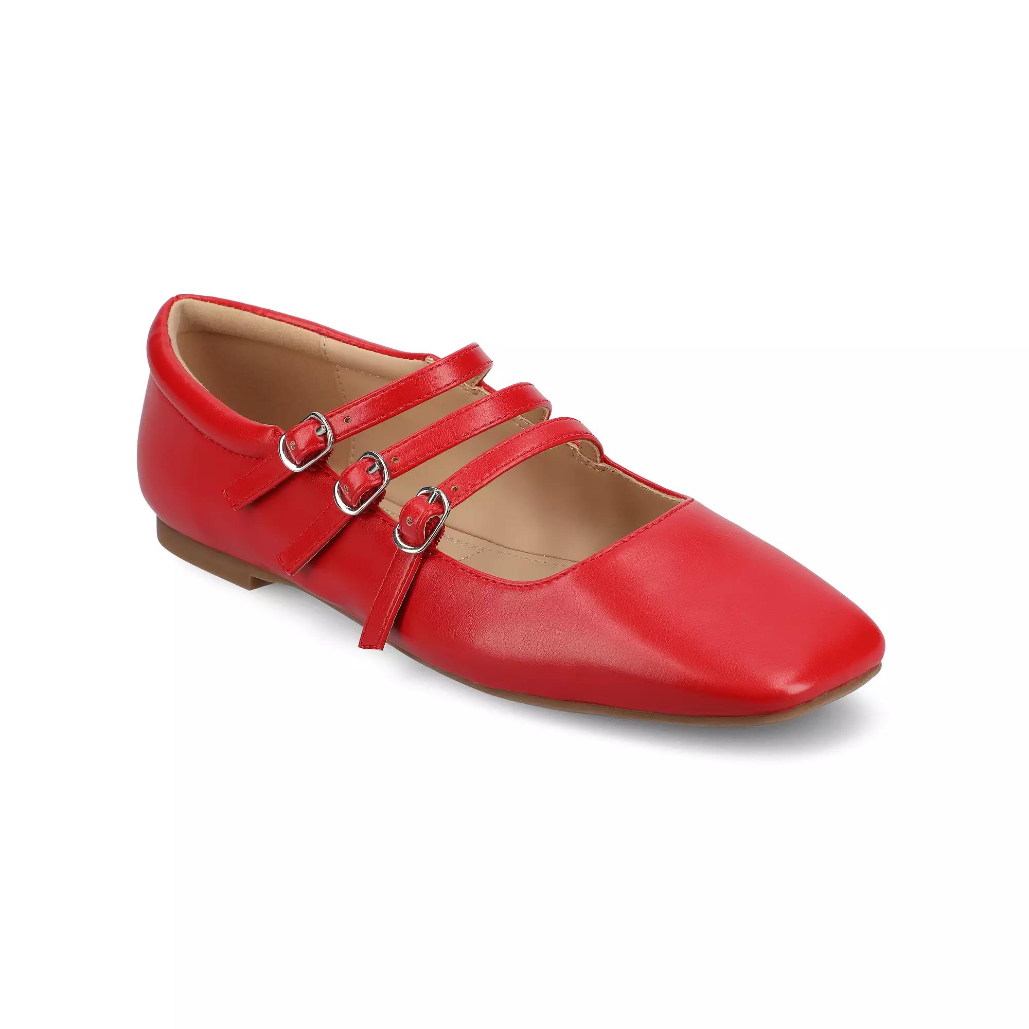 Journee Darlin Women's Multi Strap Square Toe Flats,  Product Image