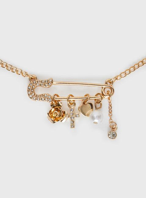 Pin Me Up Necklace Gold Product Image