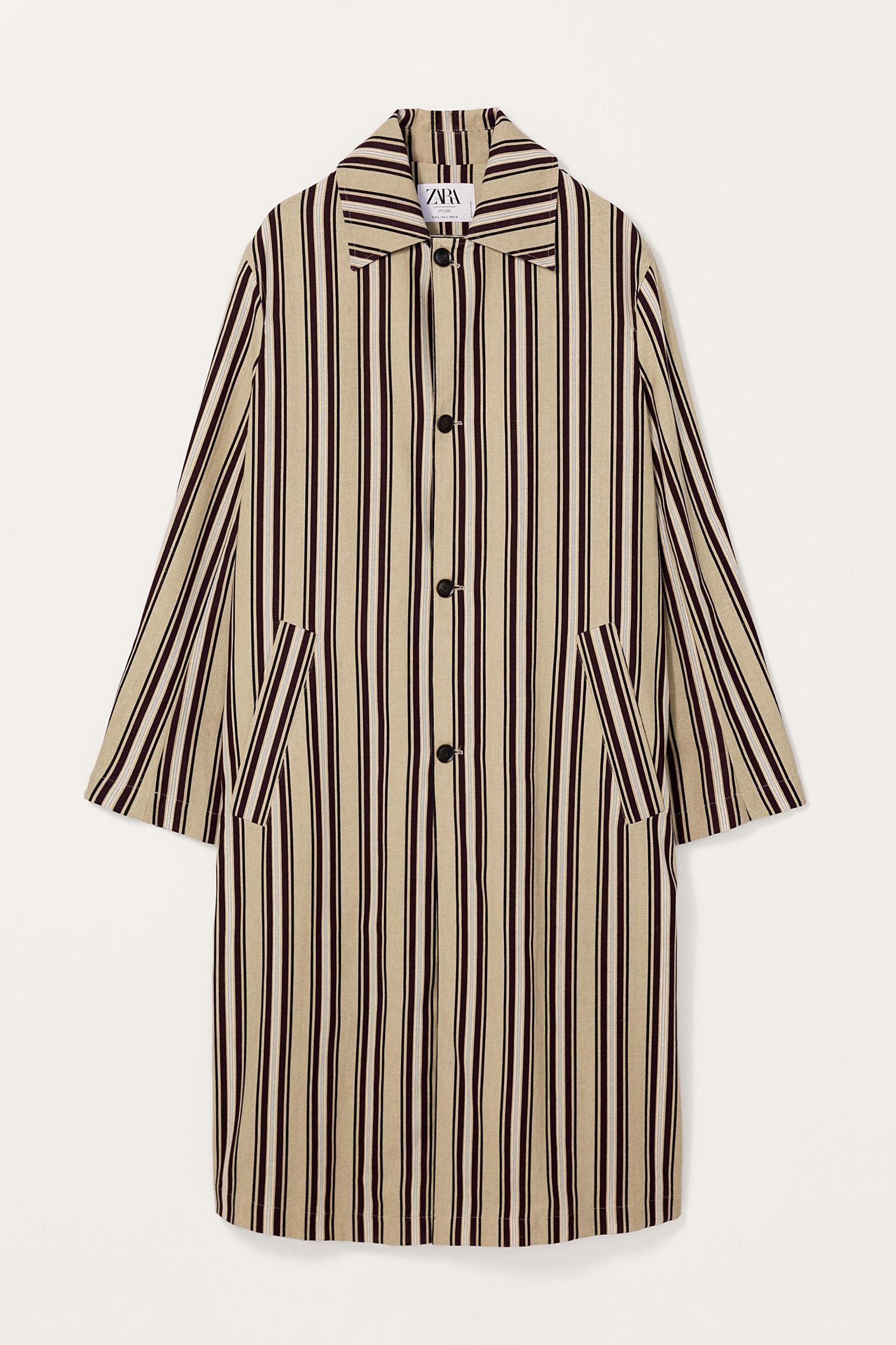 LIMITED EDITION STRIPED COTTON LINEN TRENCH COAT Product Image
