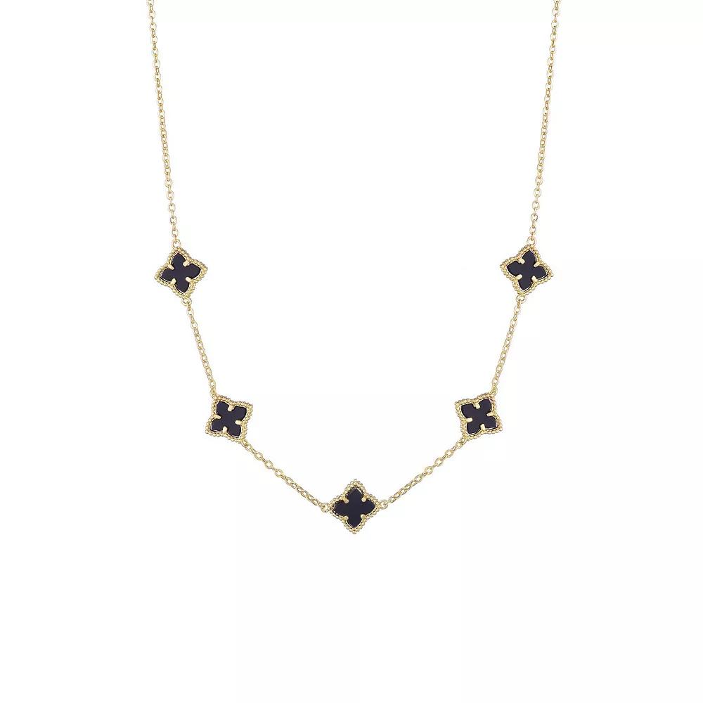 Adornia 14k Gold Plated Black Floral Station Necklace, Women's, Size: 16-18" ADJ, Gold Tone Product Image