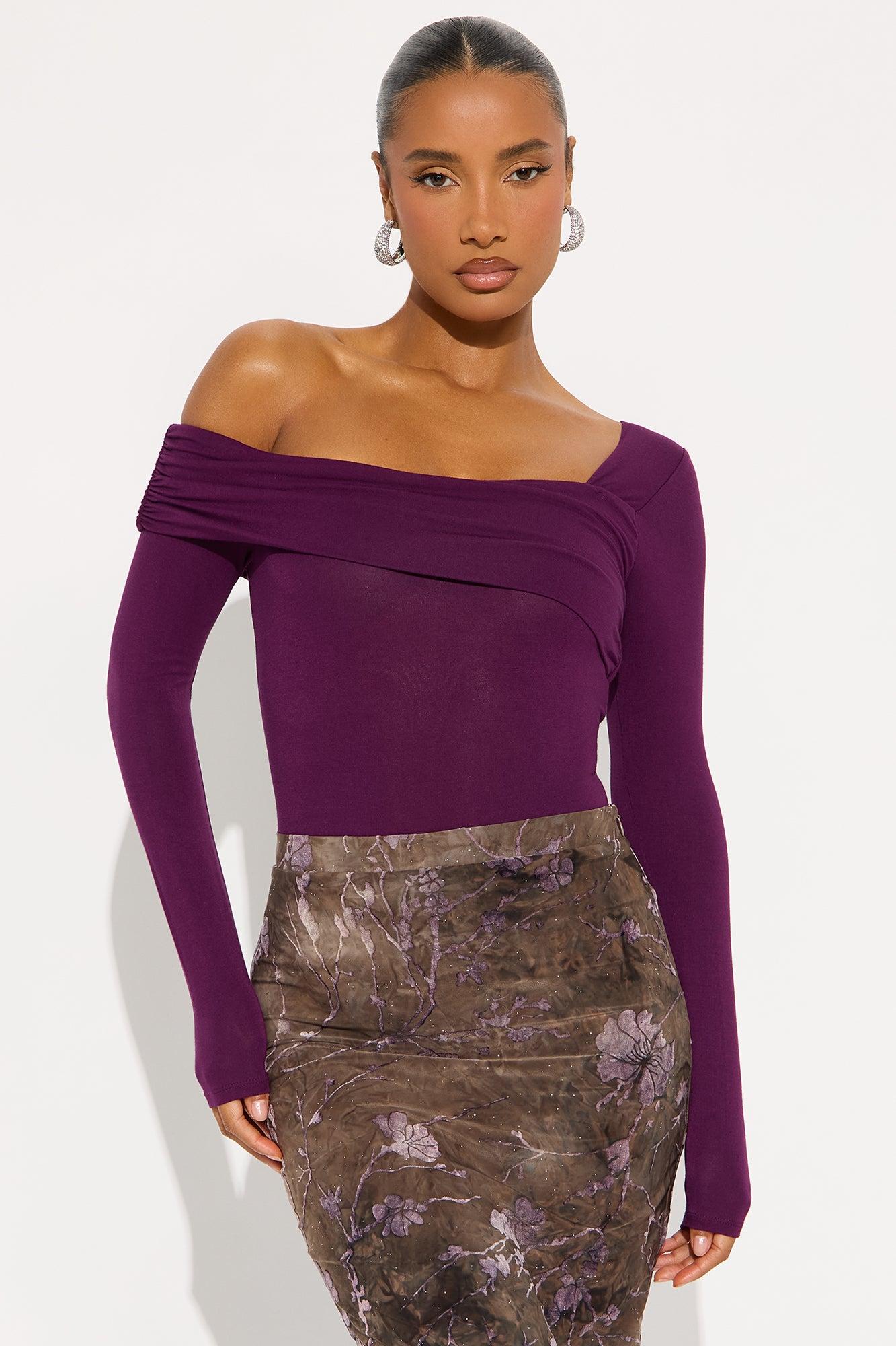 Gia One Shoulder Bodysuit - Plum Female Product Image