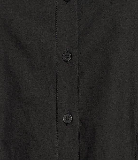 FRANCES VALENTINE Isla Poplin Point Collar Elbow Sleeve Button Front Shirt Dress Product Image