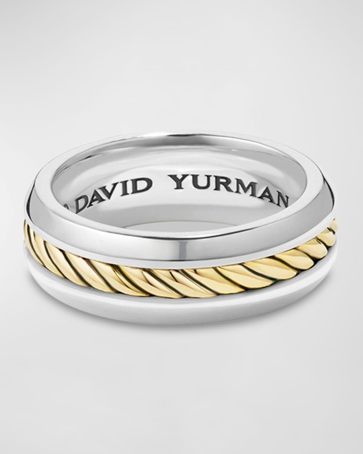 8mm Mens Cable Ring in Silver Product Image