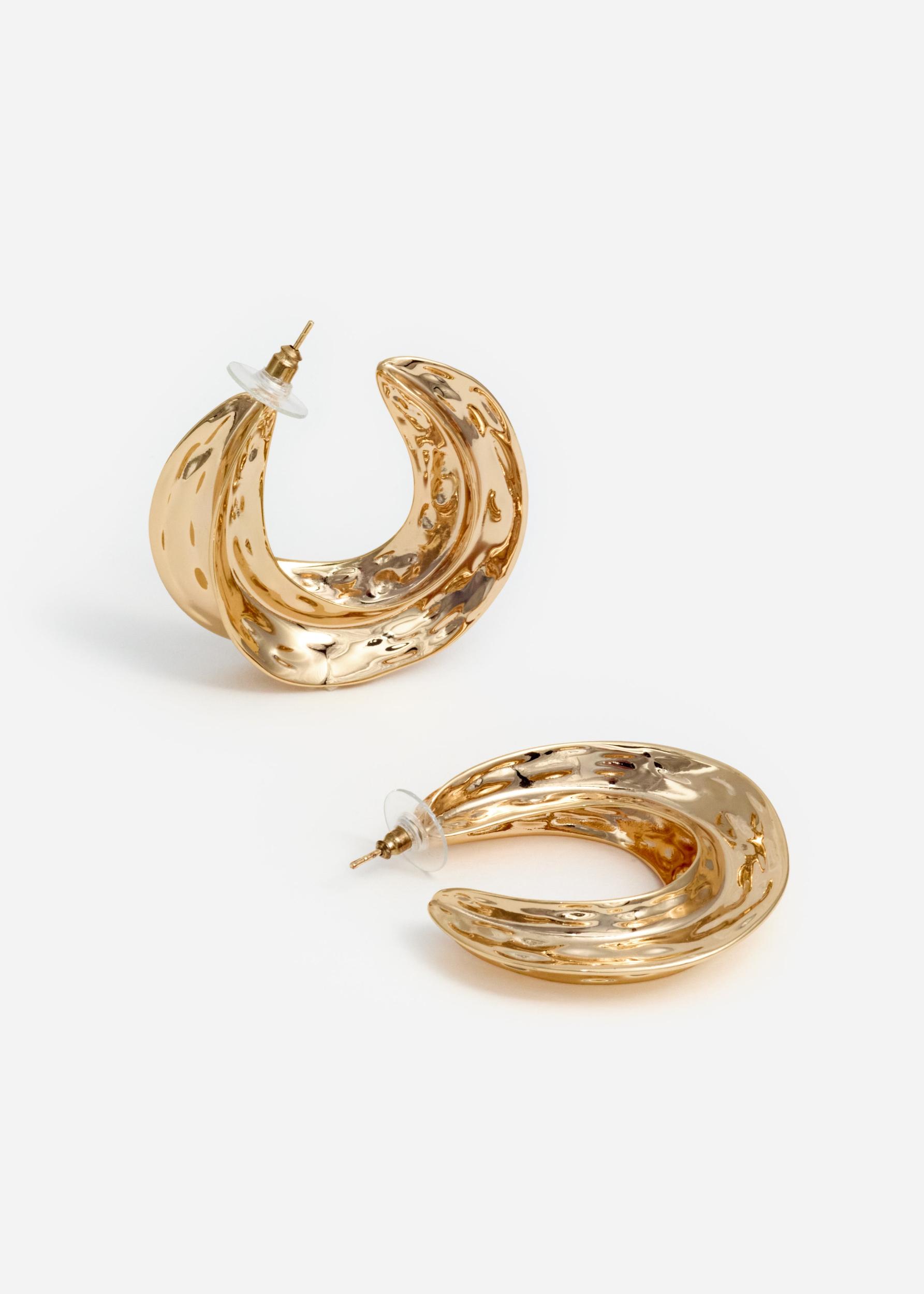 Gold Sculpted Hoop Earrings Product Image