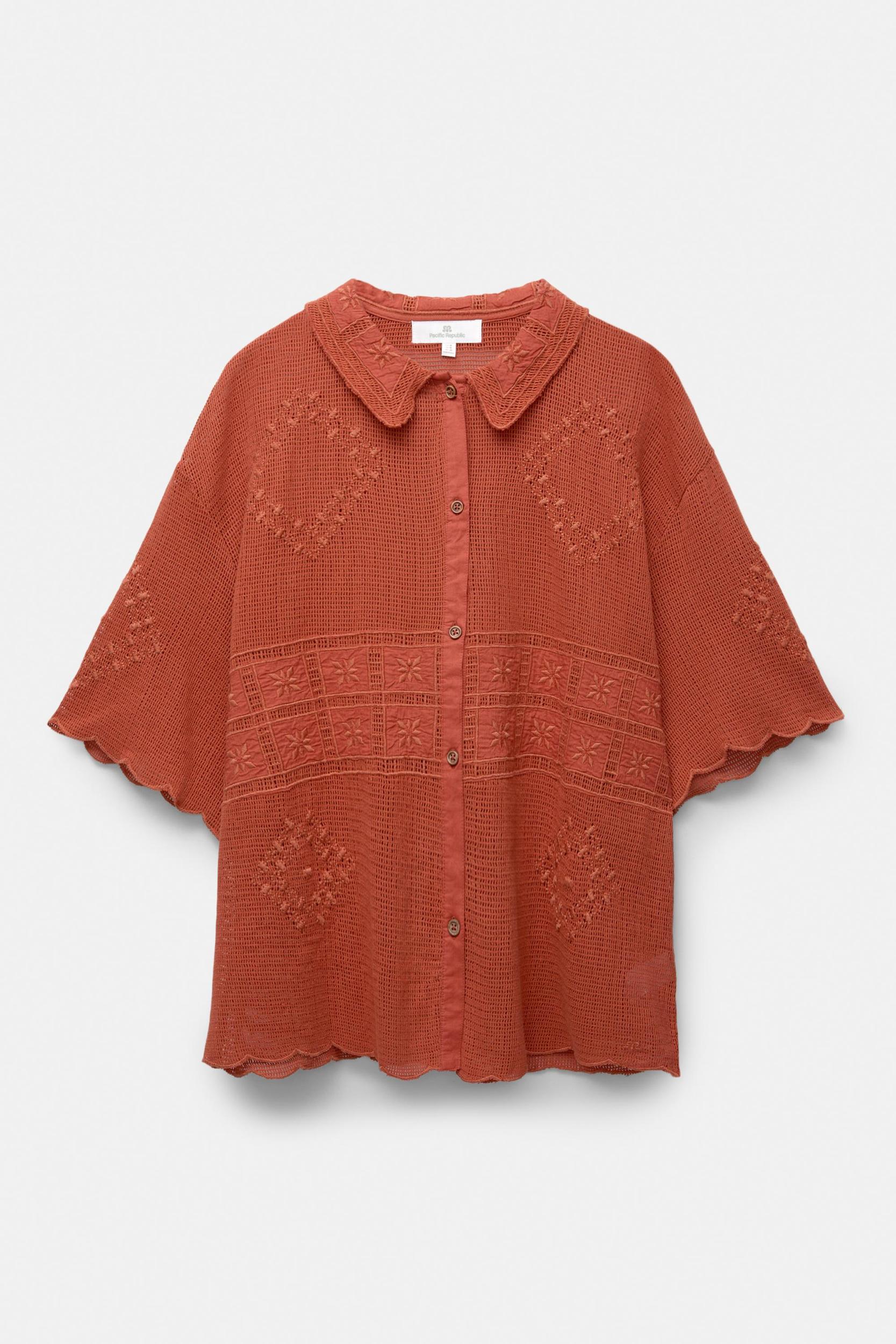 Embroidered cutwork shirt Product Image