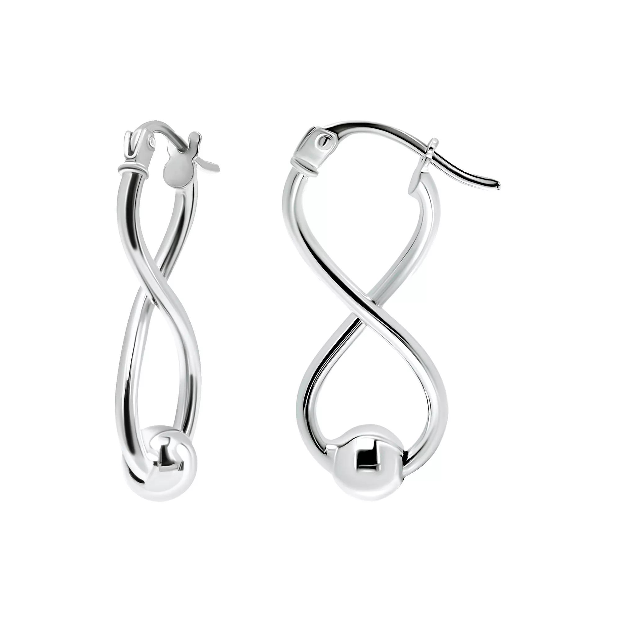 Aleure Precioso Sterling Silver Bead Infinity Earrings, Women's Product Image