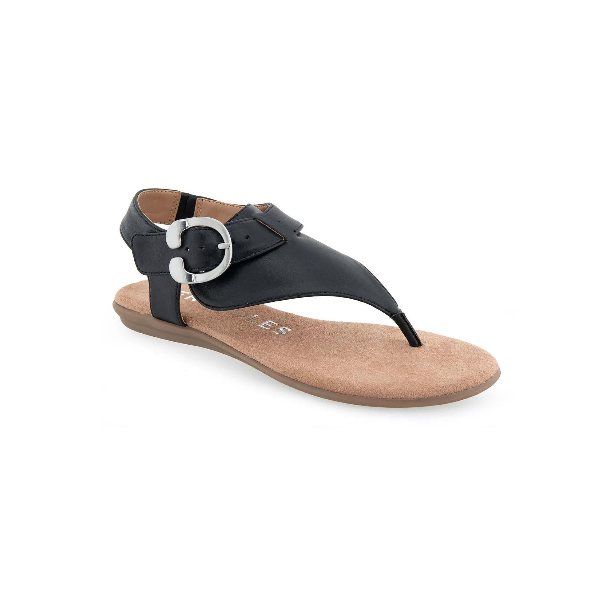 Aerosoles Isa Women's Flat Thong Sandals, Size: 11 Medium, Black Pu Product Image