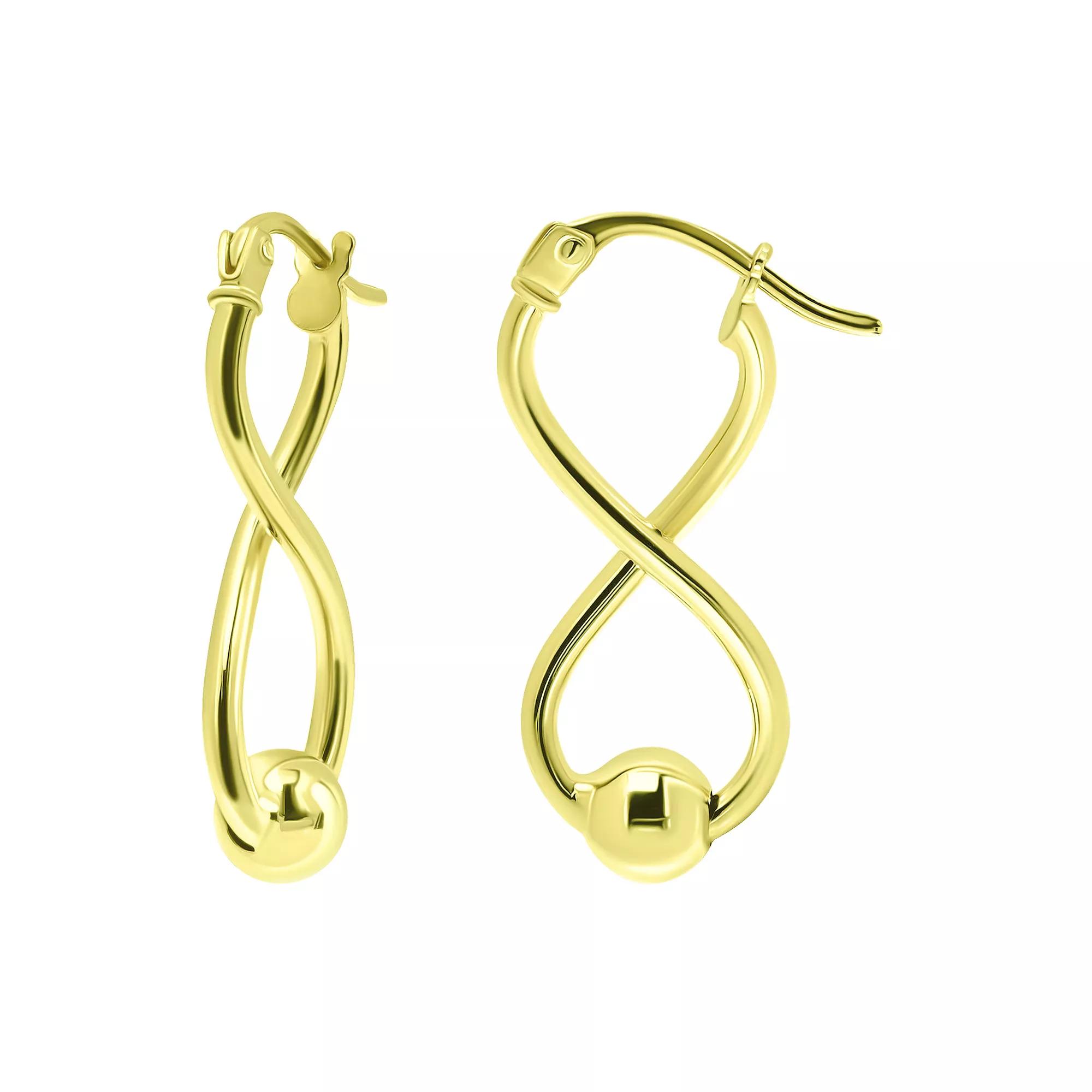 Aleure Precioso Sterling Silver Bead Infinity Earrings, Women's, Gold Tone Product Image