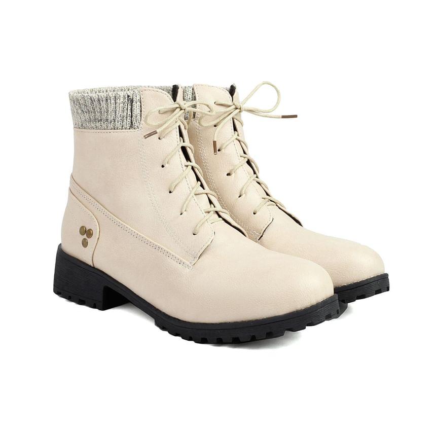 Panel Lace-Up Short Boots Product Image