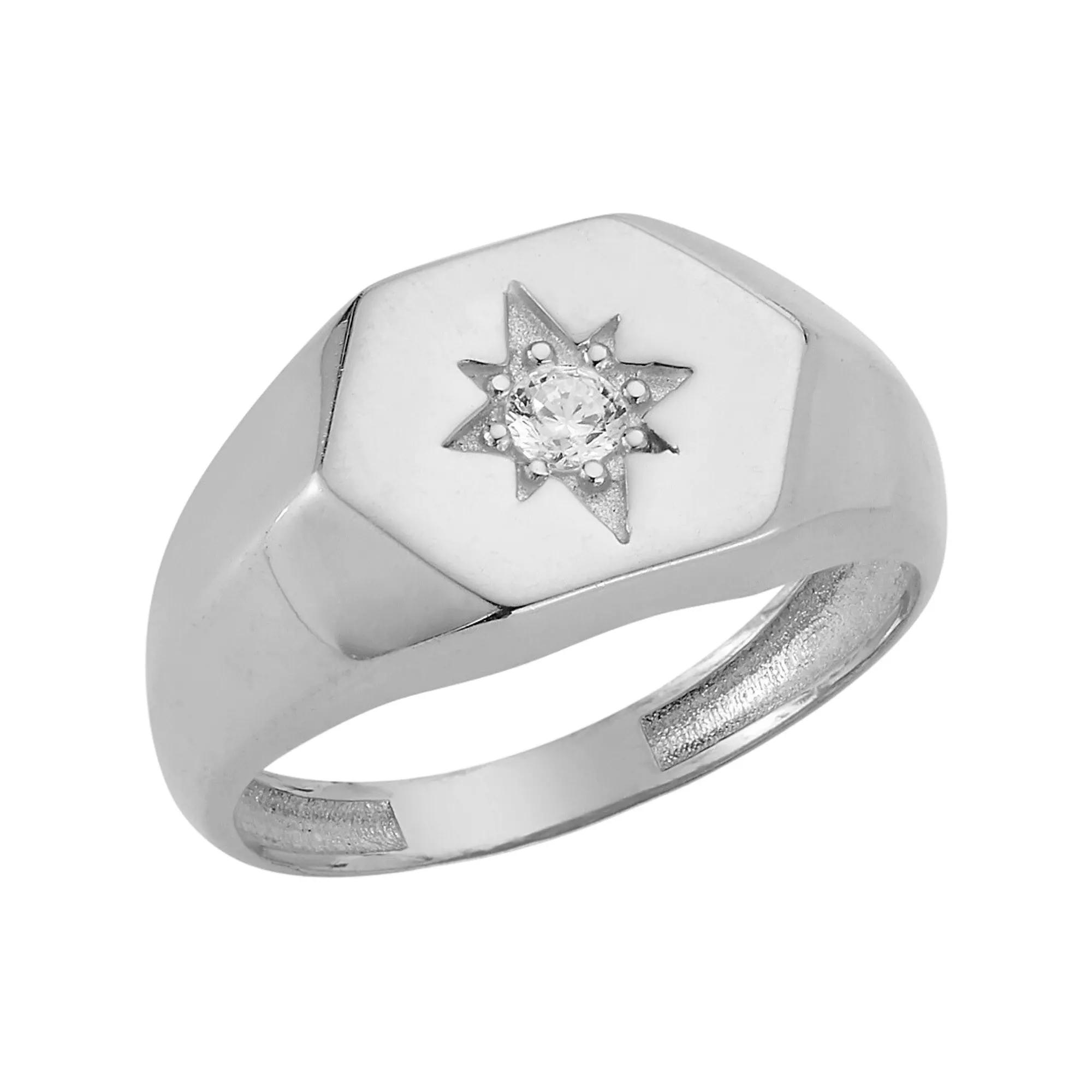 Sunkissed Sterling Cubic Zirconia North Star Signet Ring, Women's,  Product Image