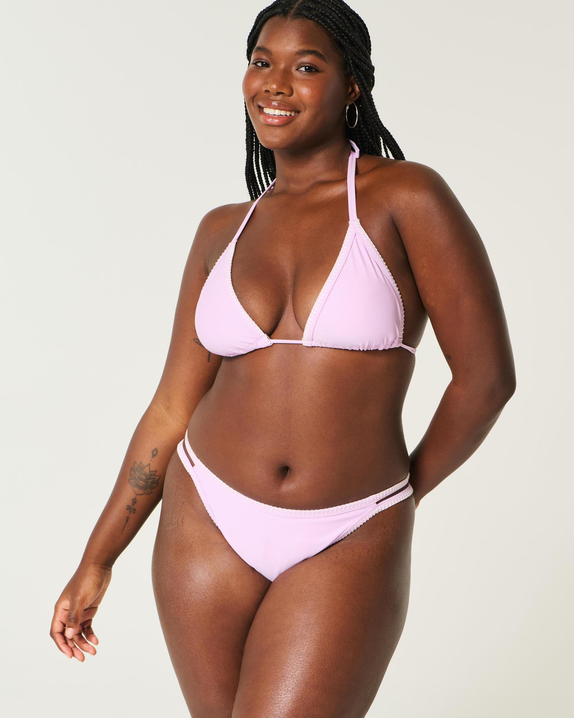 High-Leg Embroidered Stitch Strappy Cheekiest Bikini Bottom Product Image